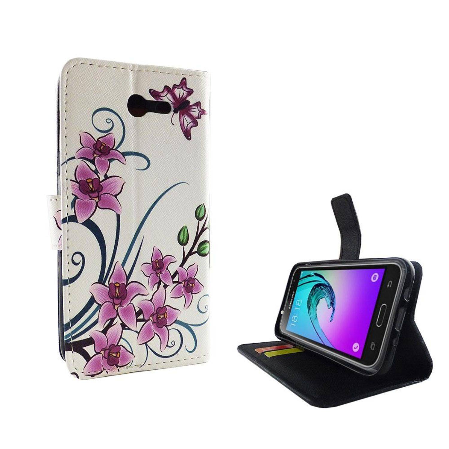 Samsung Galaxy J3 Emerge Handyhülle Bookcover Weiß