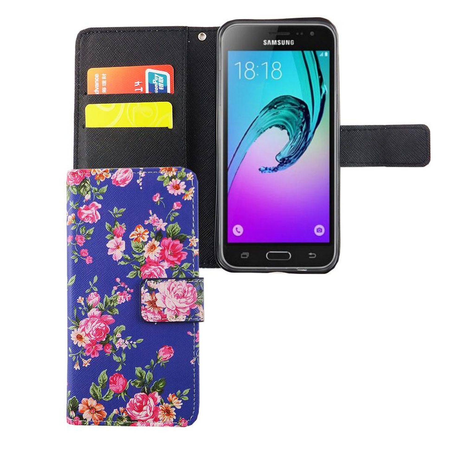 Samsung Galaxy J3 Emerge Handyhülle Bookcover Blau