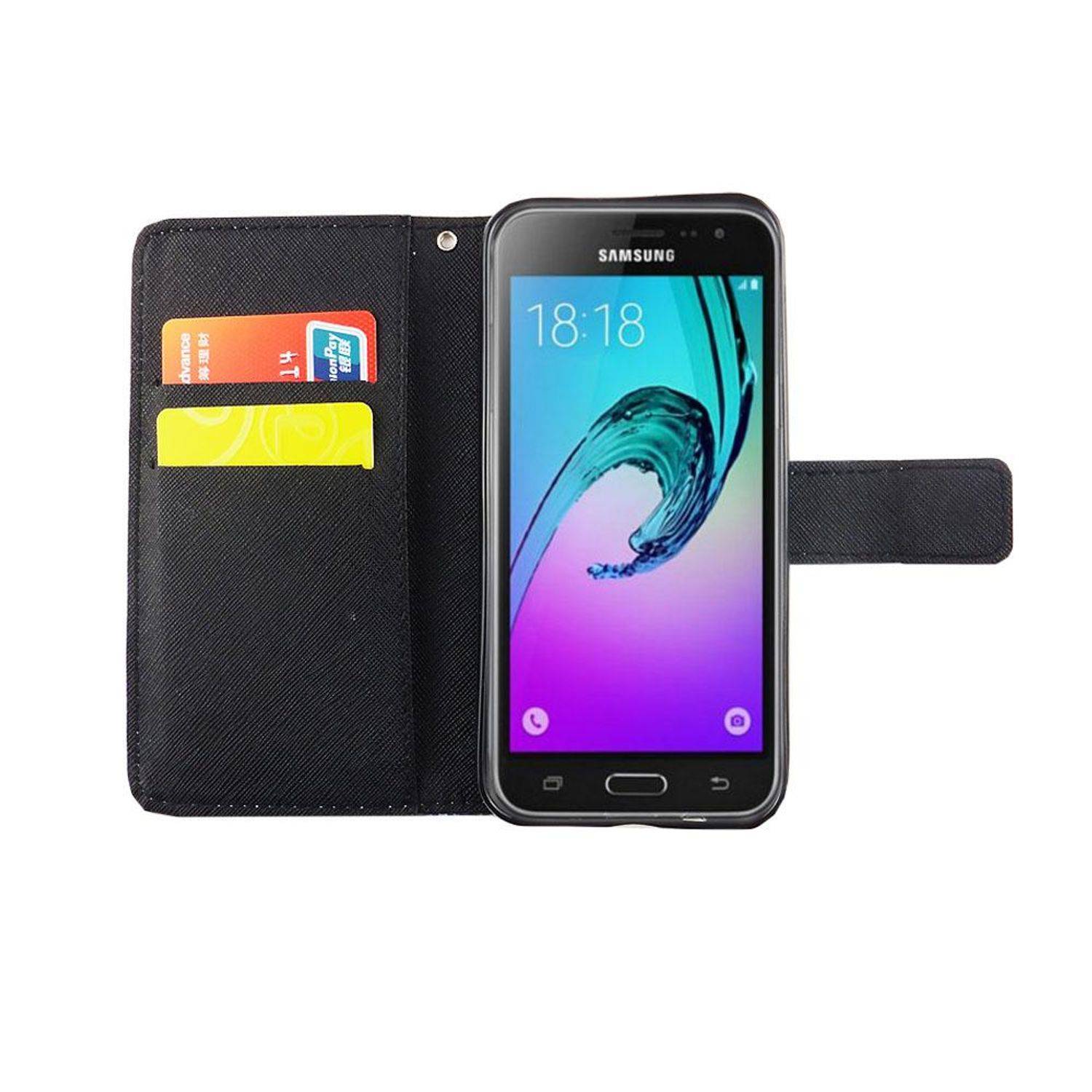 Samsung Galaxy J3 Emerge Handyhülle Bookcover Blau