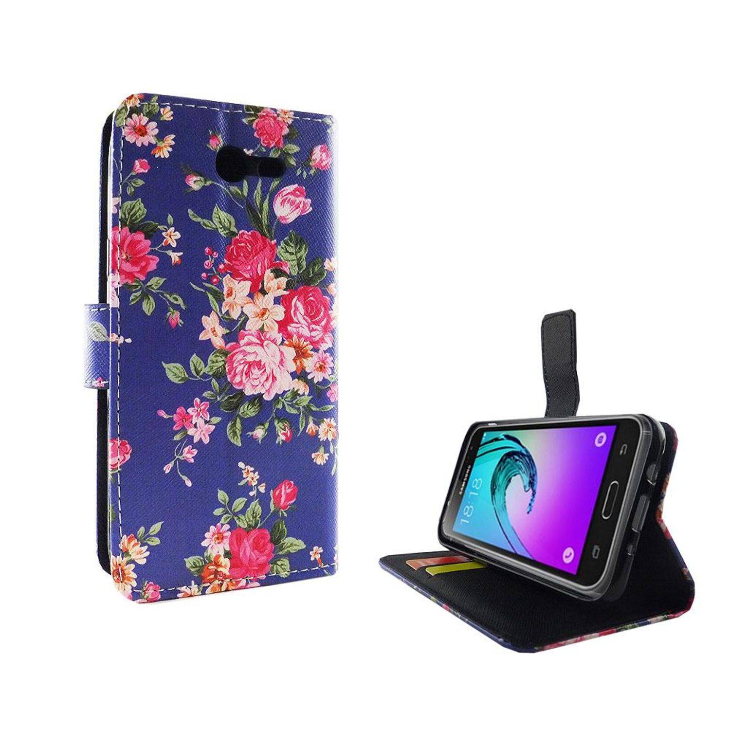 Samsung Galaxy J3 Emerge Handyhülle Bookcover Blau