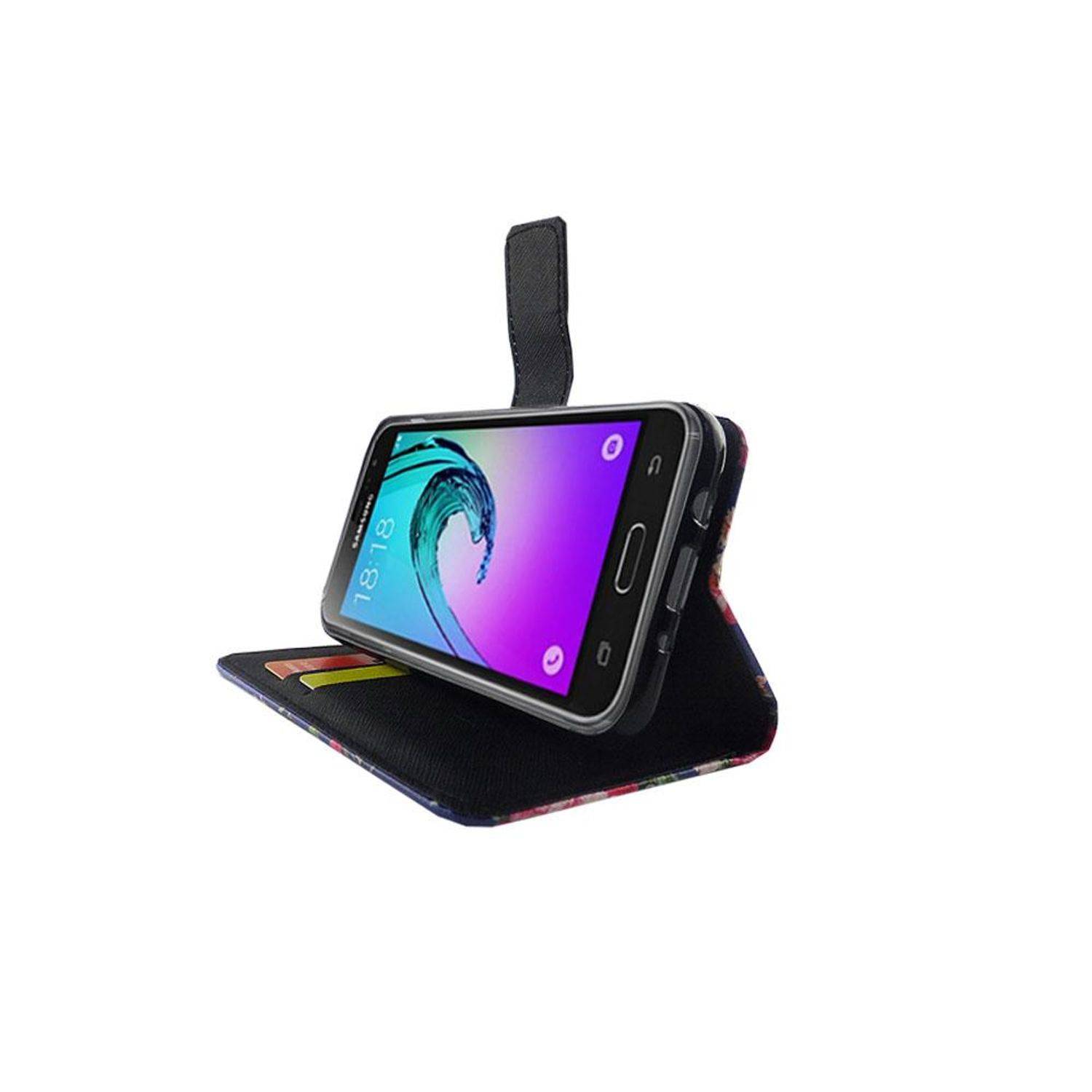Samsung Galaxy J3 Emerge Handyhülle Bookcover Blau