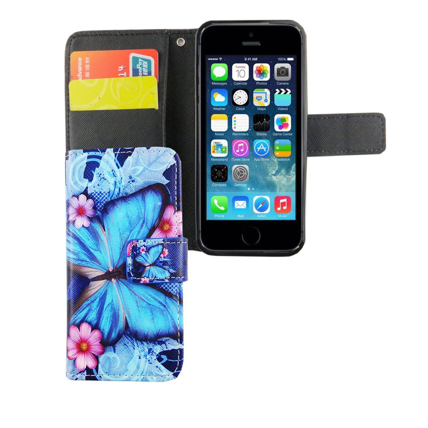Apple iPhone 5 / 5s / SE Handyhülle Bookcover Blau