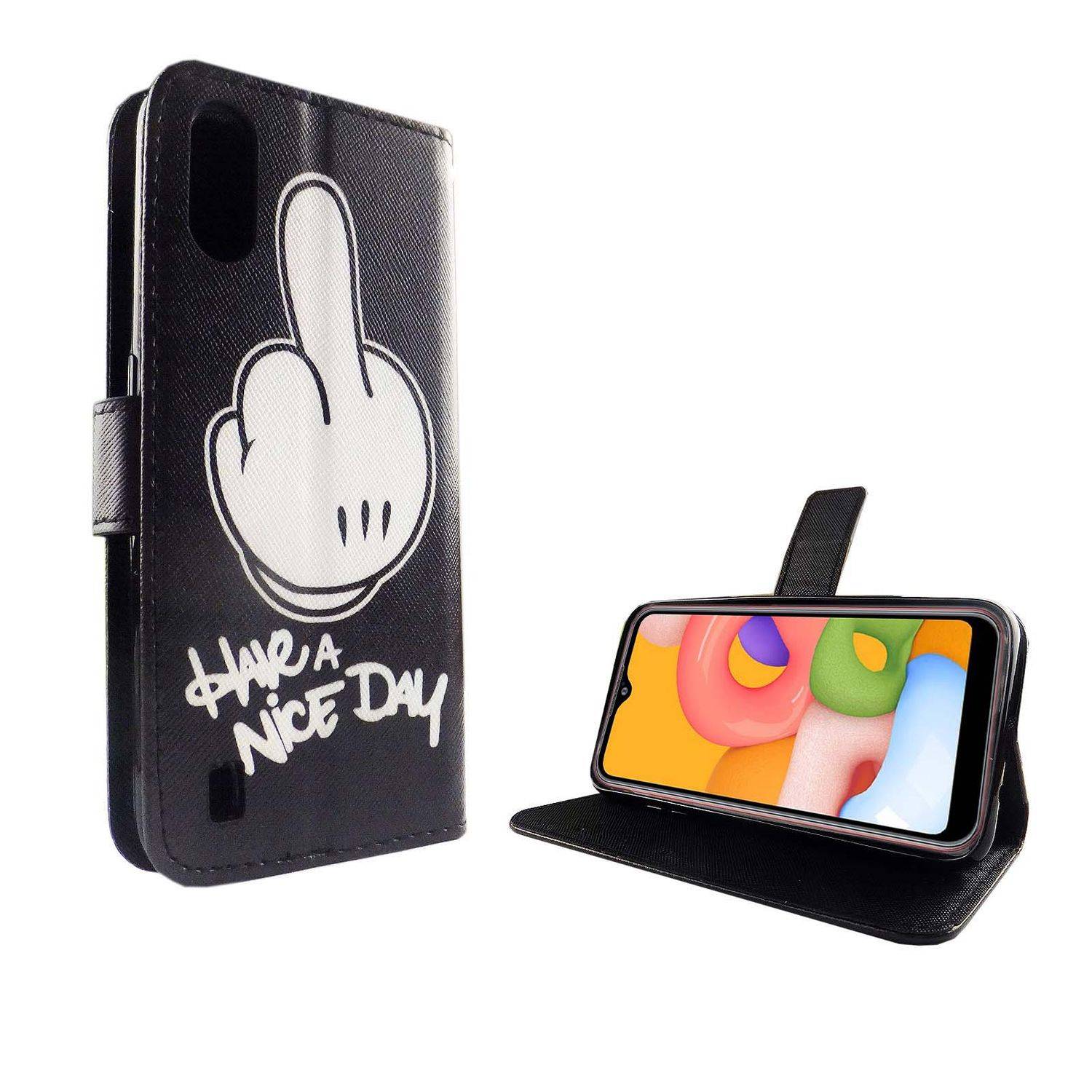Samsung Galaxy A01 Handyhülle Bookcover Schwarz
