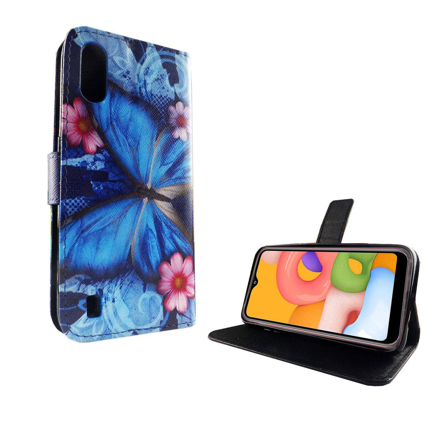 Samsung Galaxy A01 Handyhülle Bookcover Blau