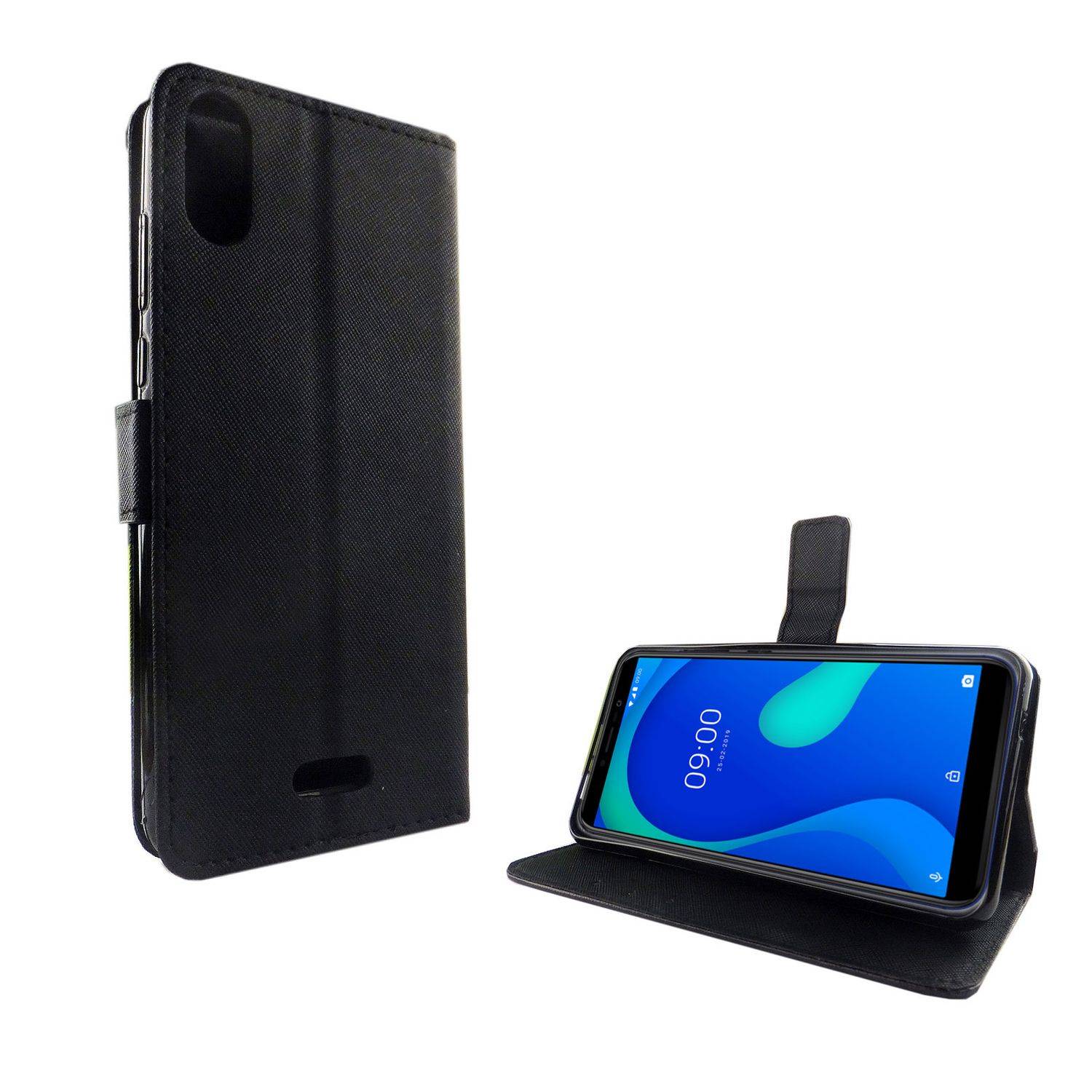 Wiko Y80 Handyhülle Bookcover Schwarz
