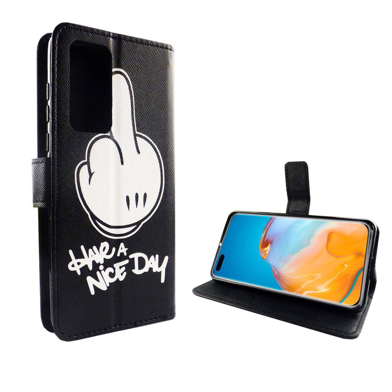 Huawei P40 Handyhülle Bookcover Schwarz