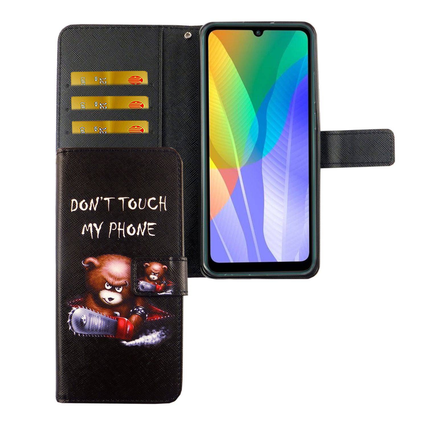 Huawei Y6p Handyhülle Bookcover Schwarz