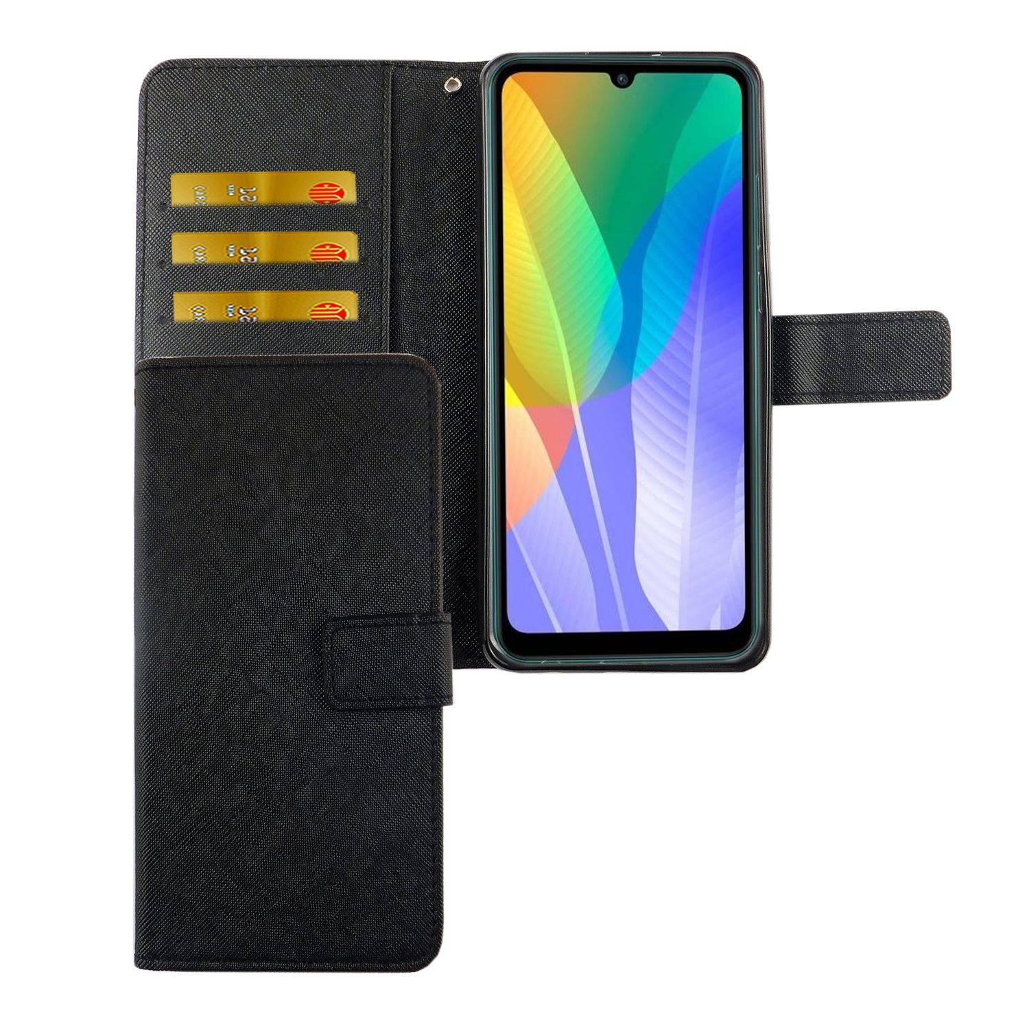 Huawei Y6p Handyhülle Bookcover Schwarz