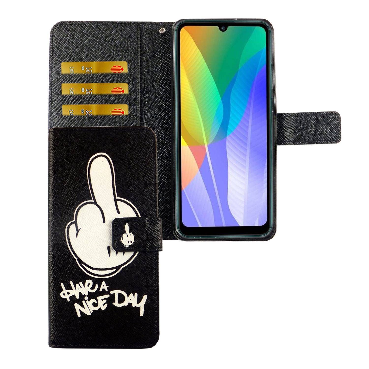 Huawei Y6p Handyhülle Bookcover Schwarz