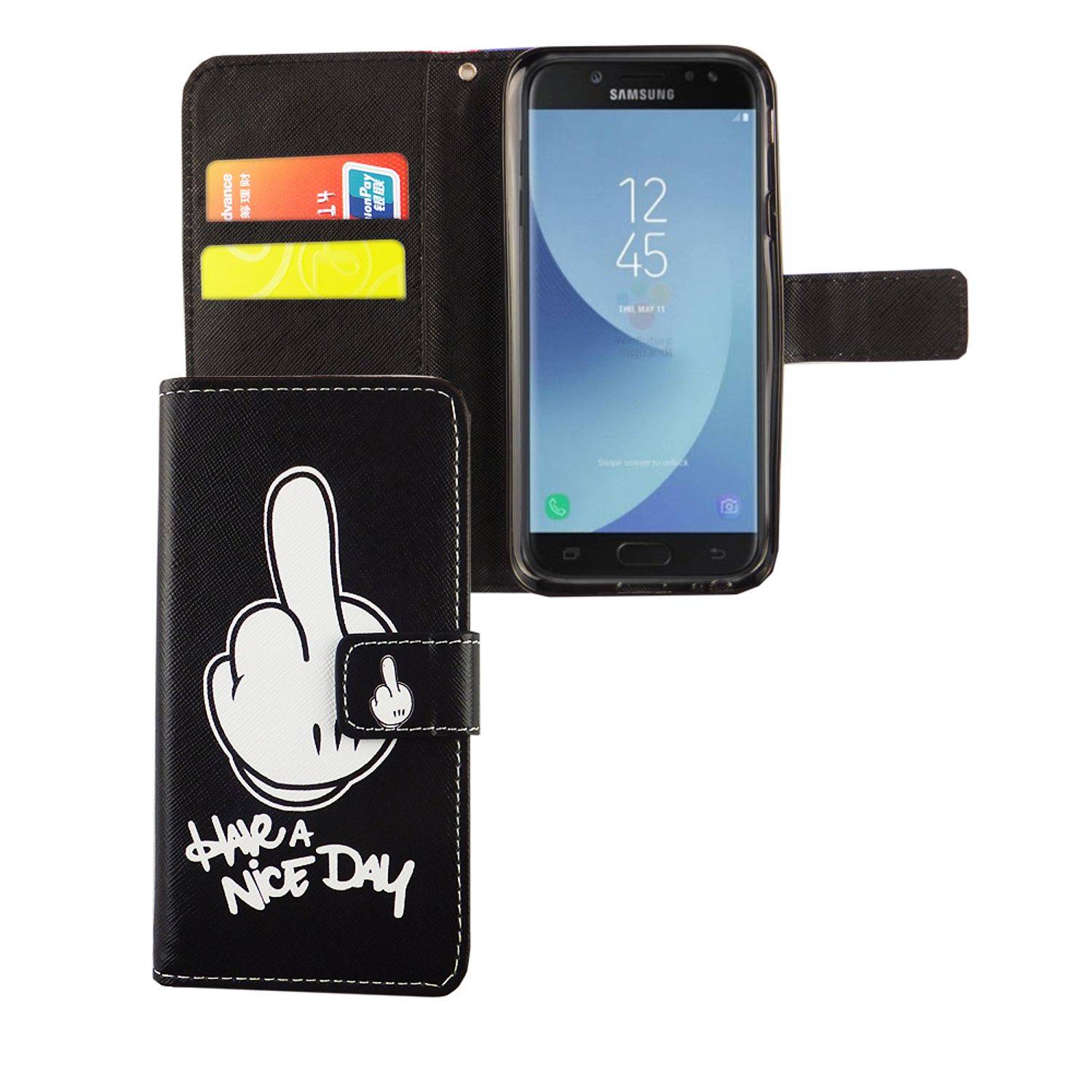 Samsung Galaxy J3 (2017) Handyhülle Bookcover Schwarz