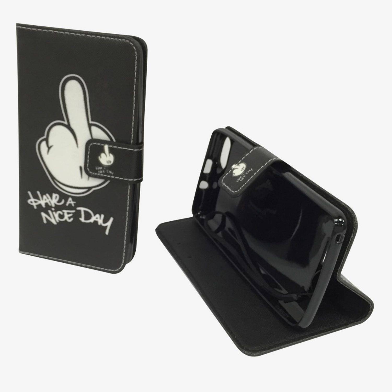 Wiko Lenny 3 Handyhülle Bookcover Schwarz