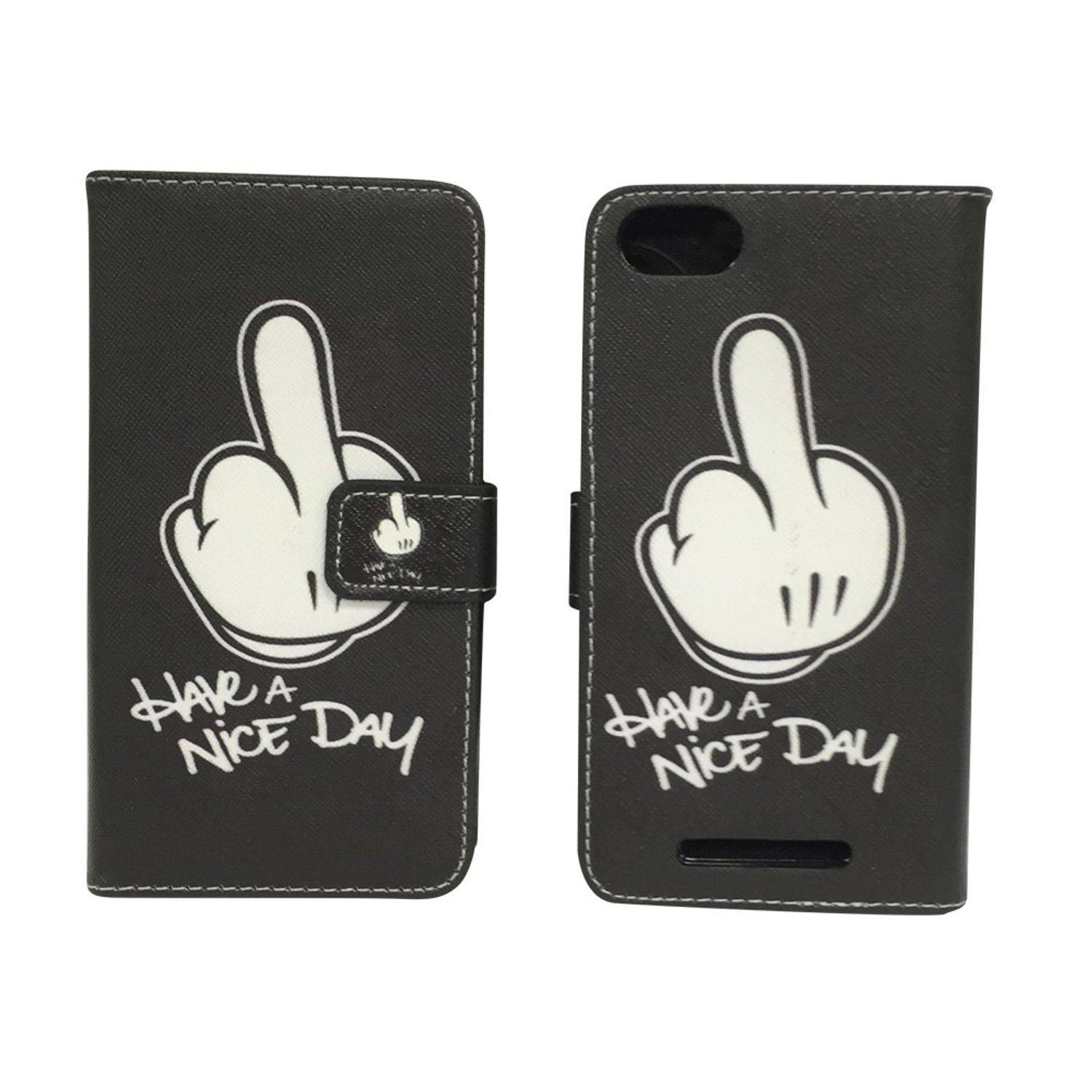 Wiko Lenny 3 Handyhülle Bookcover Schwarz