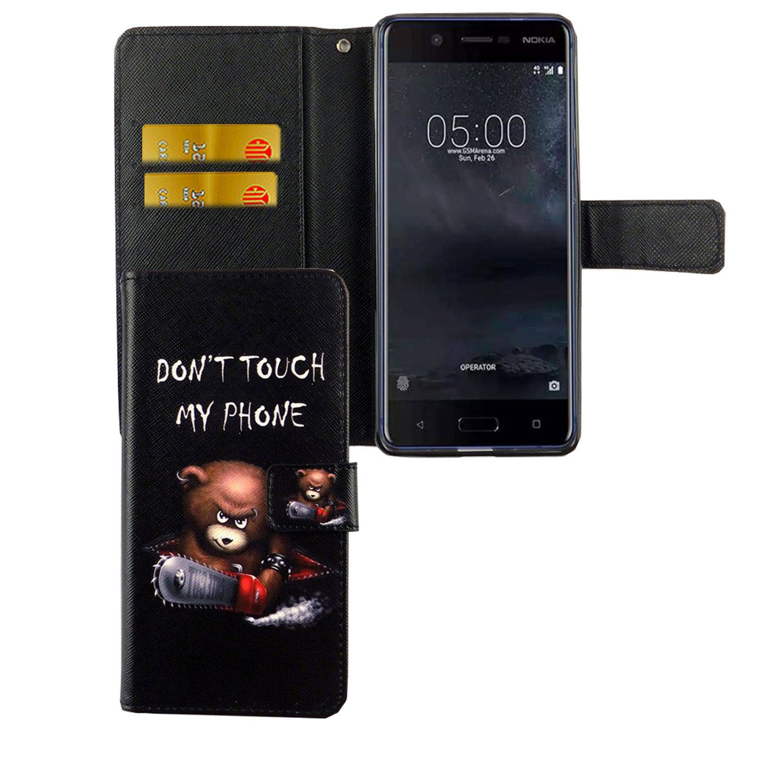 Nokia 5.1 Handyhülle Bookcover Schwarz