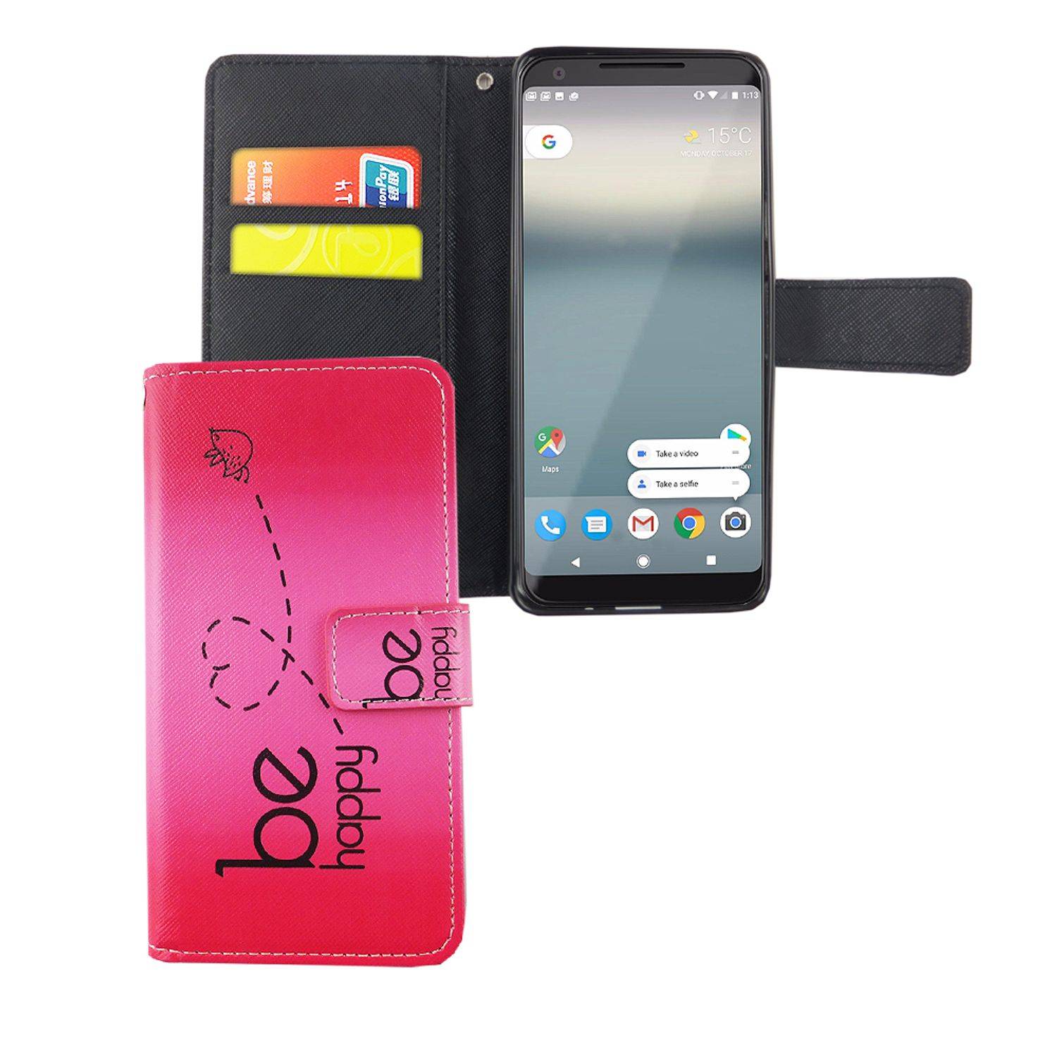 Google Pixel 2 Handyhülle Bookcover Rosa