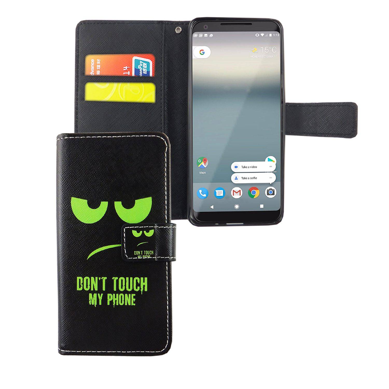 Google Pixel 2 Handyhülle Bookcover Schwarz