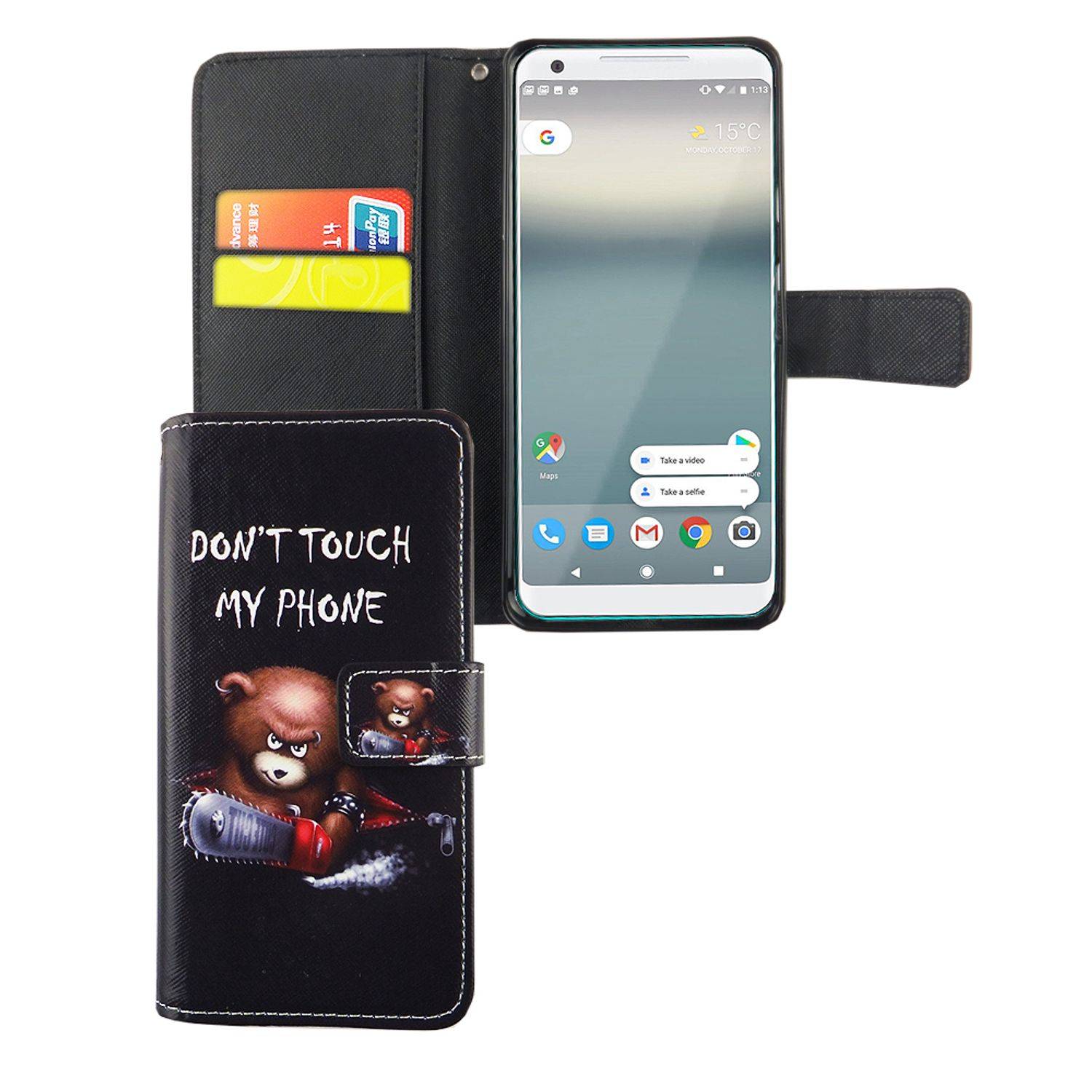 Google Pixel 2 XL Handyhülle Bookcover Schwarz