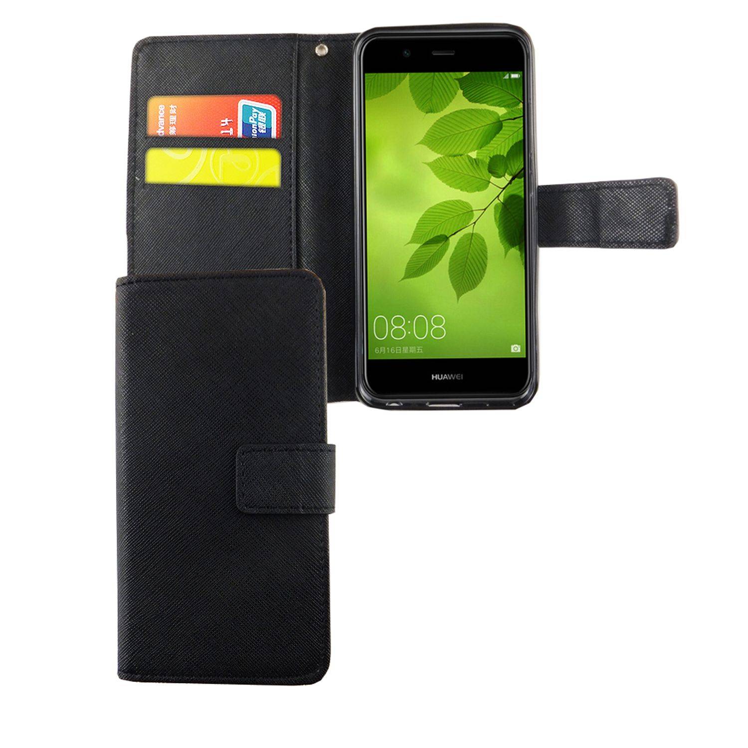 Huawei Nova 2 Plus Handyhülle Bookcover Schwarz