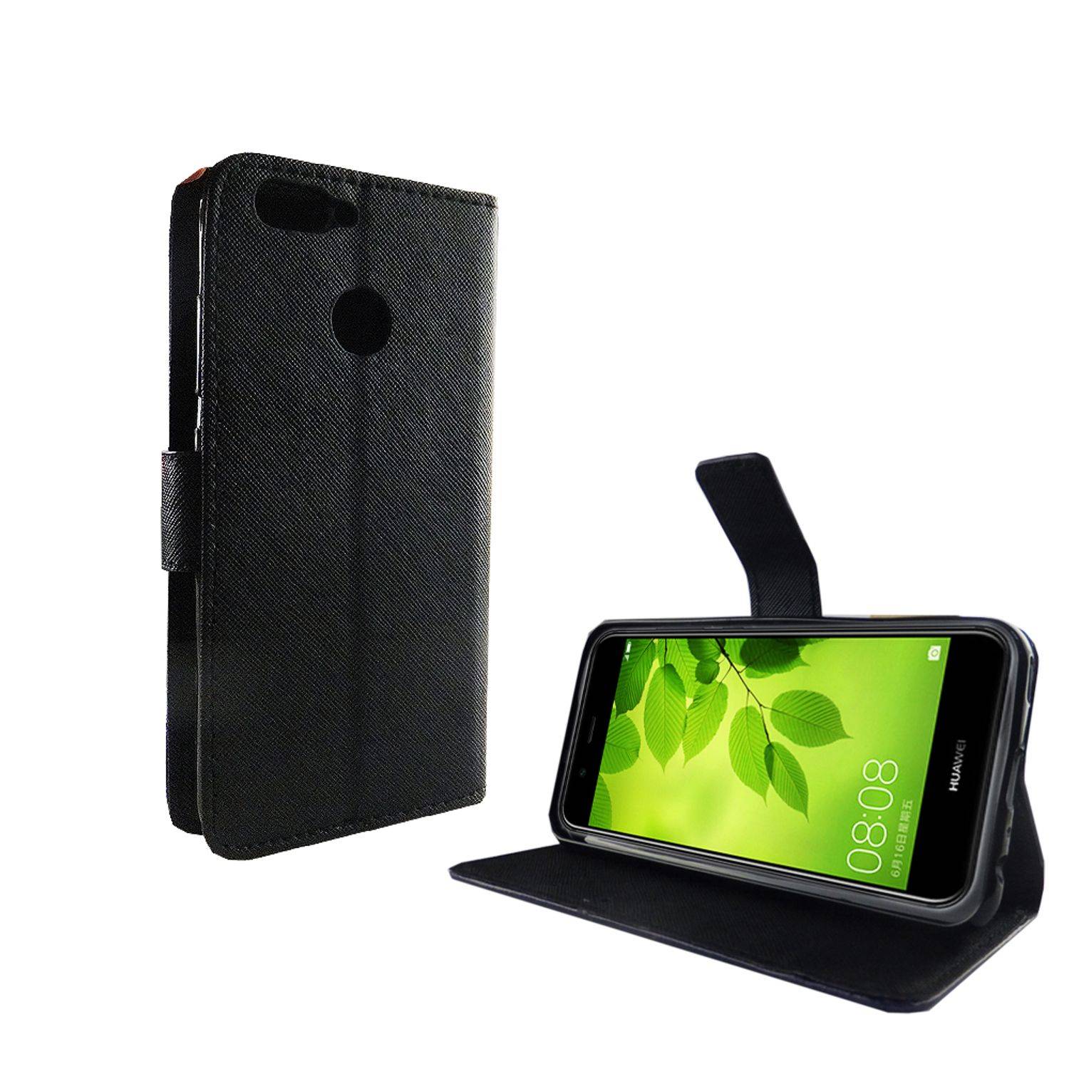 Huawei Nova 2 Plus Handyhülle Bookcover Schwarz