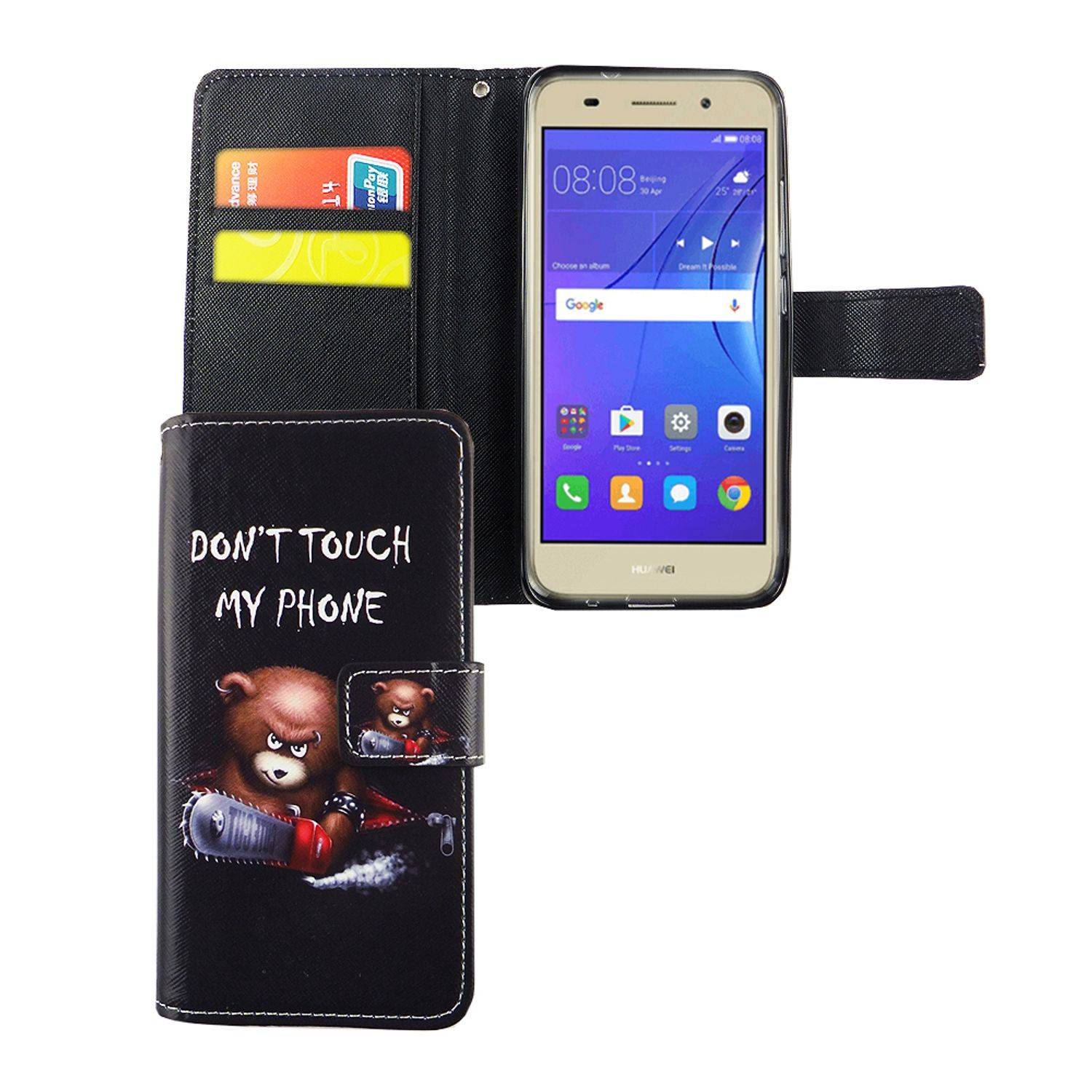 Huawei Y3 (2017) Handyhülle Bookcover Schwarz