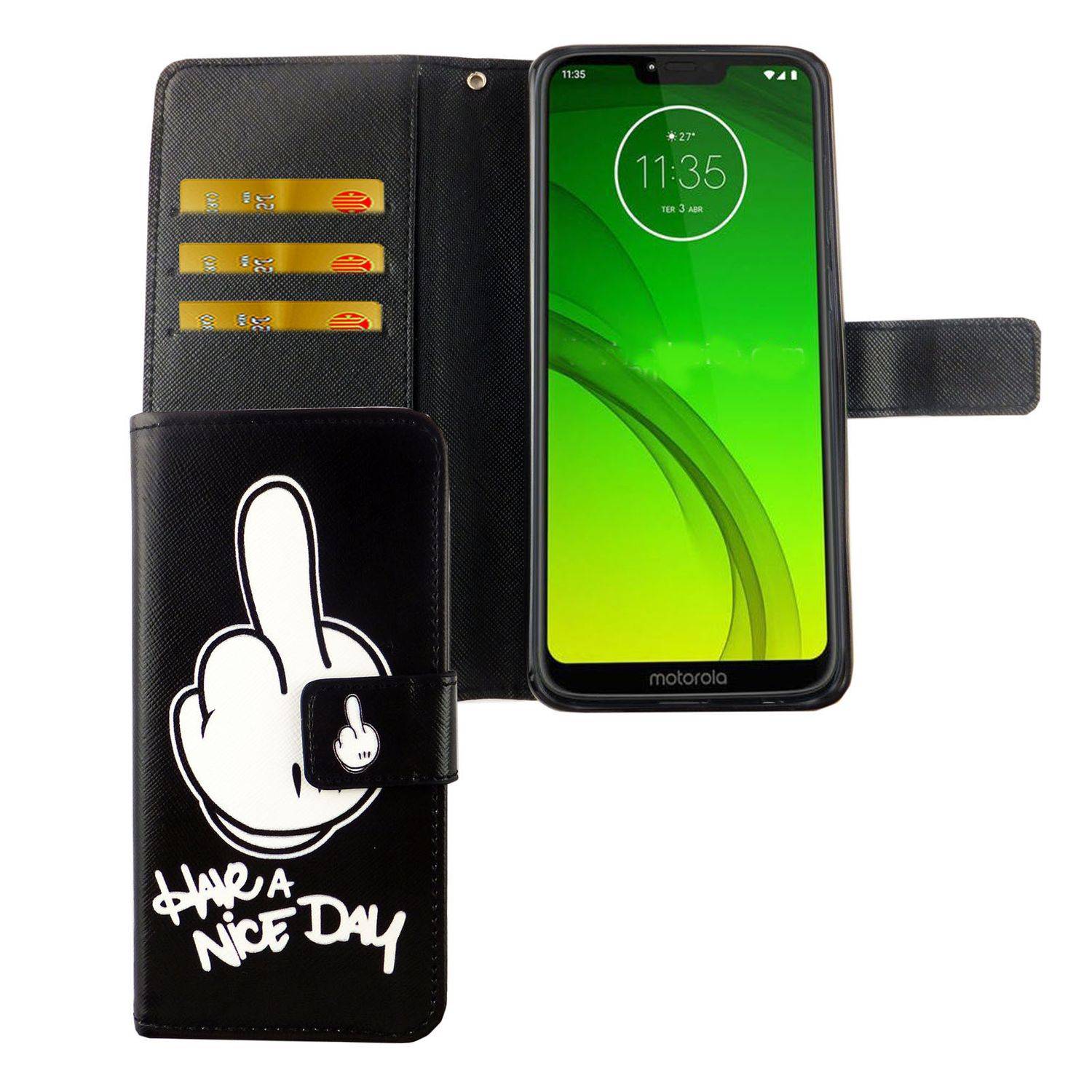 Motorola Moto G7 Handyhülle Bookcover Schwarz
