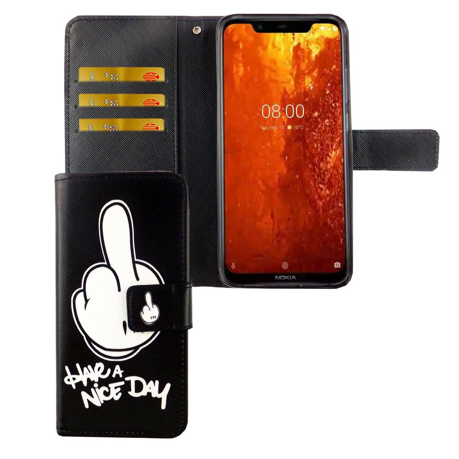 Nokia 8.1 Handyhülle Bookcover Schwarz