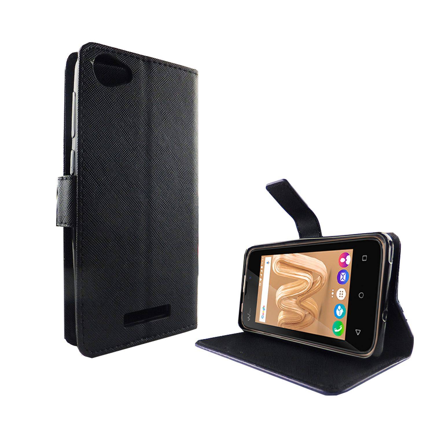 Wiko Jerry Max Handyhülle Bookcover Schwarz