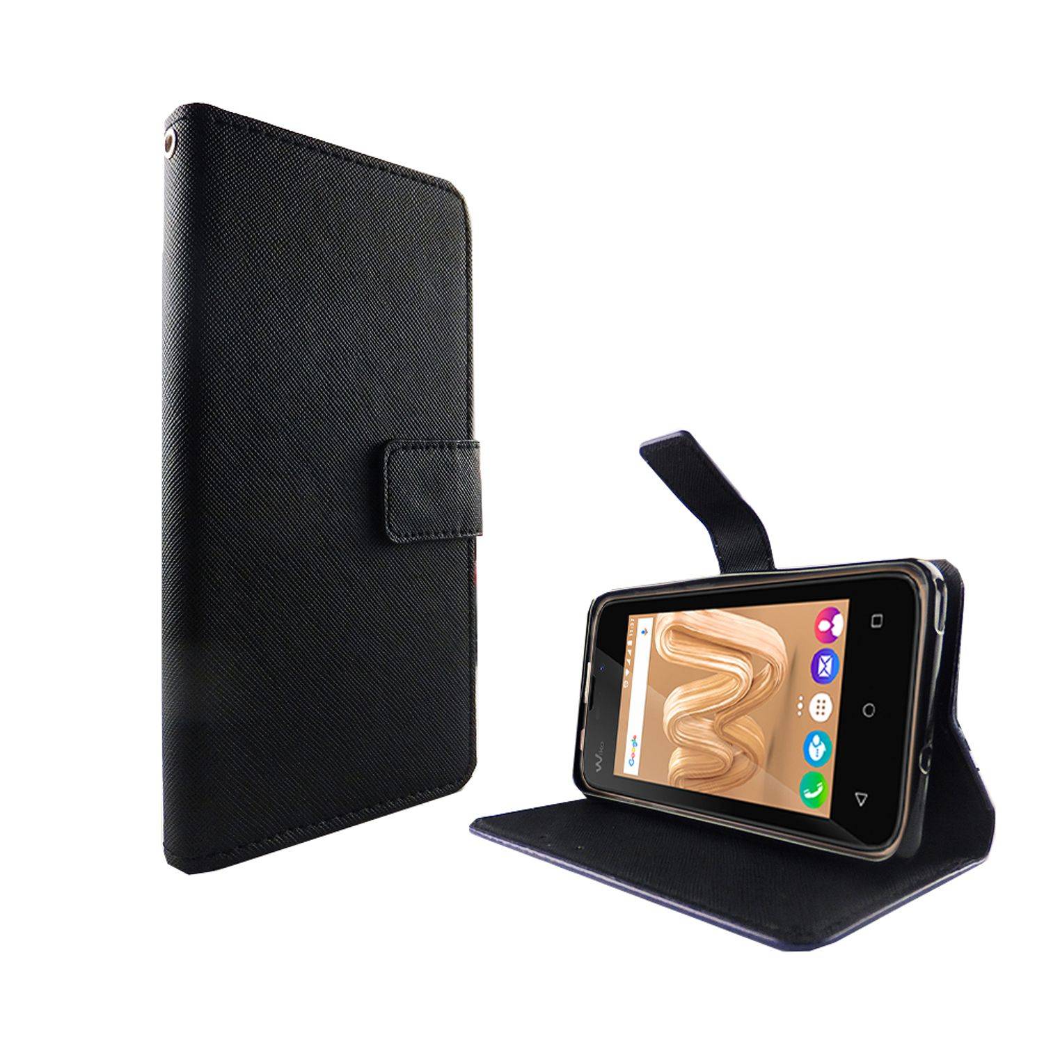 Wiko Jerry Max Handyhülle Bookcover Schwarz