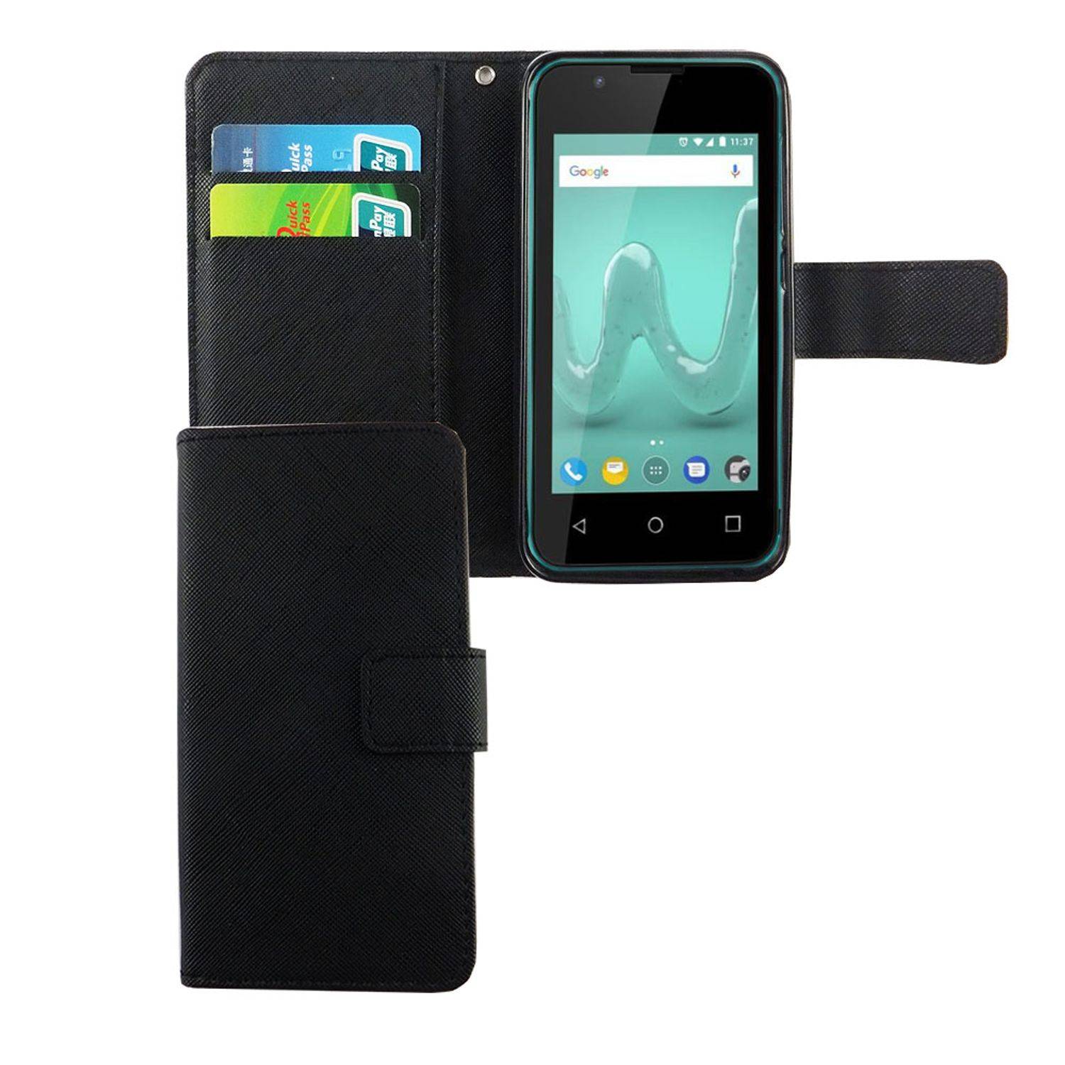 Wiko Sunny 2 Handyhülle Bookcover Schwarz