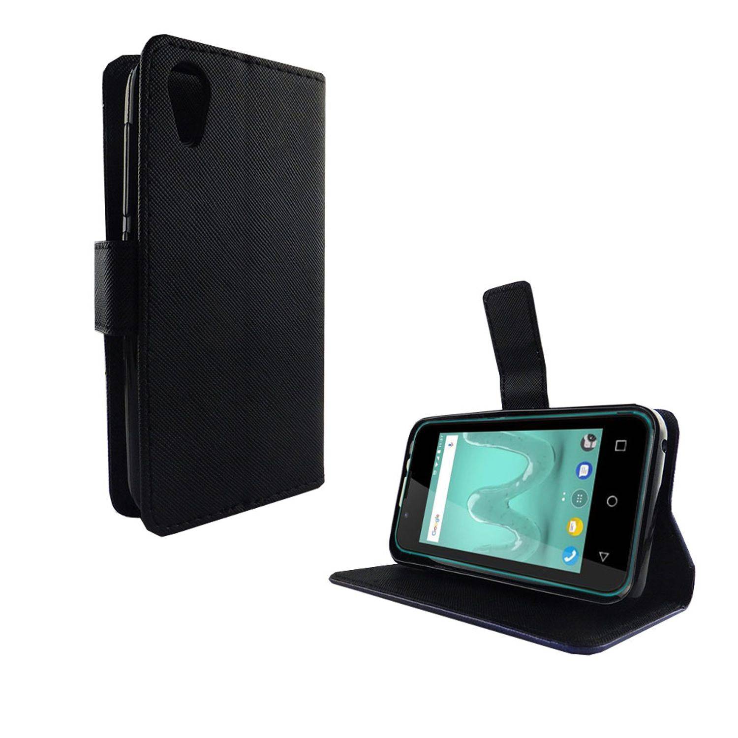 Wiko Sunny 2 Handyhülle Bookcover Schwarz