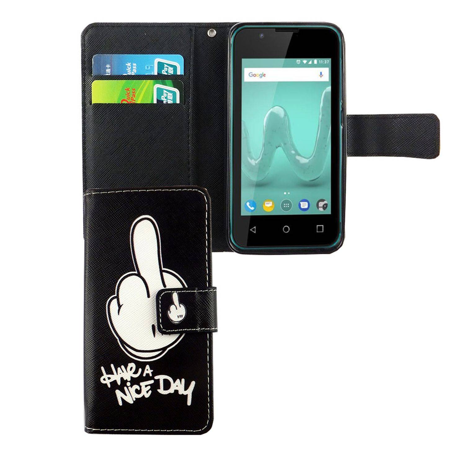 Wiko Sunny 2 Handyhülle Bookcover Schwarz