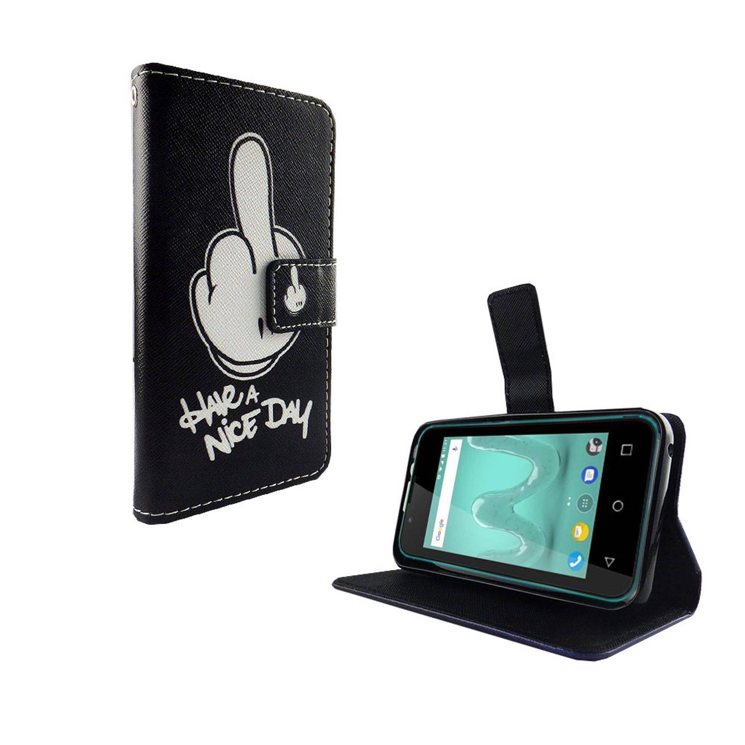Wiko Sunny 2 Handyhülle Bookcover Schwarz