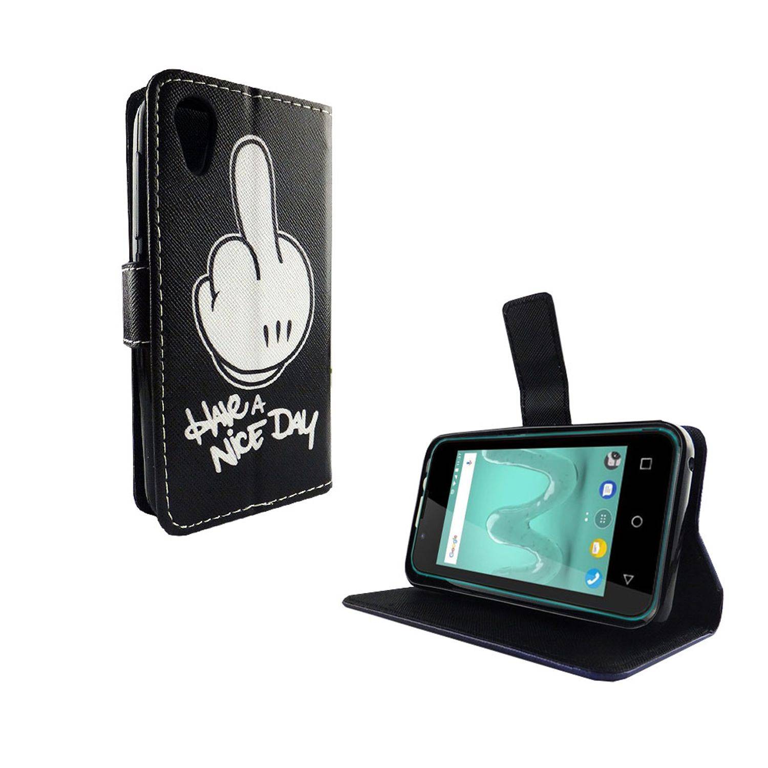 Wiko Sunny 2 Handyhülle Bookcover Schwarz