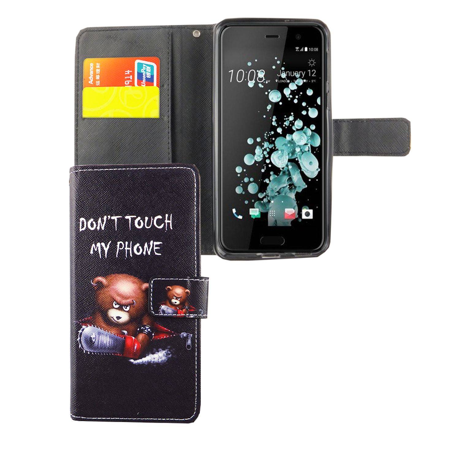 HTC U Play Handyhülle Bookcover Schwarz