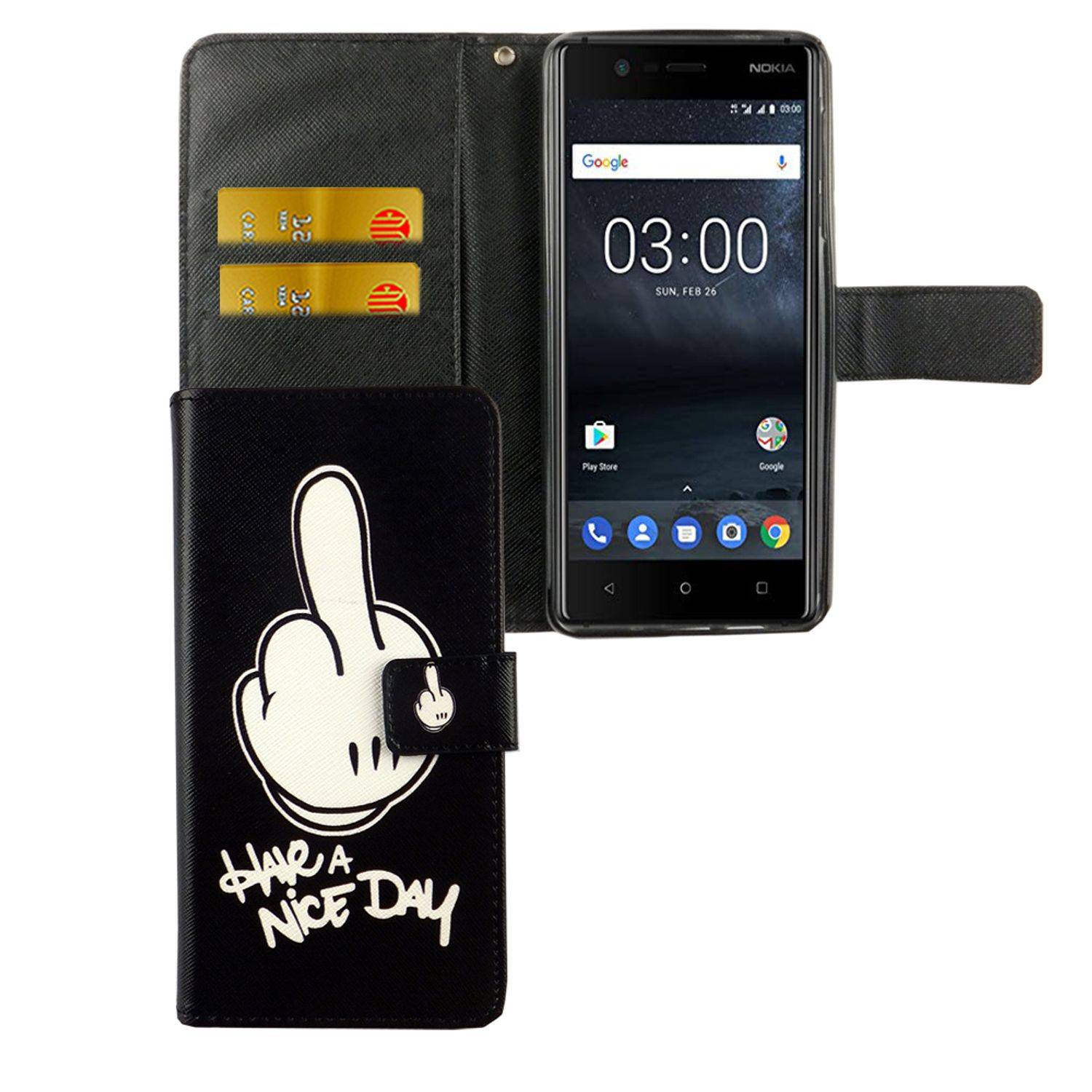 Nokia 3.1 Handyhülle Bookcover Schwarz