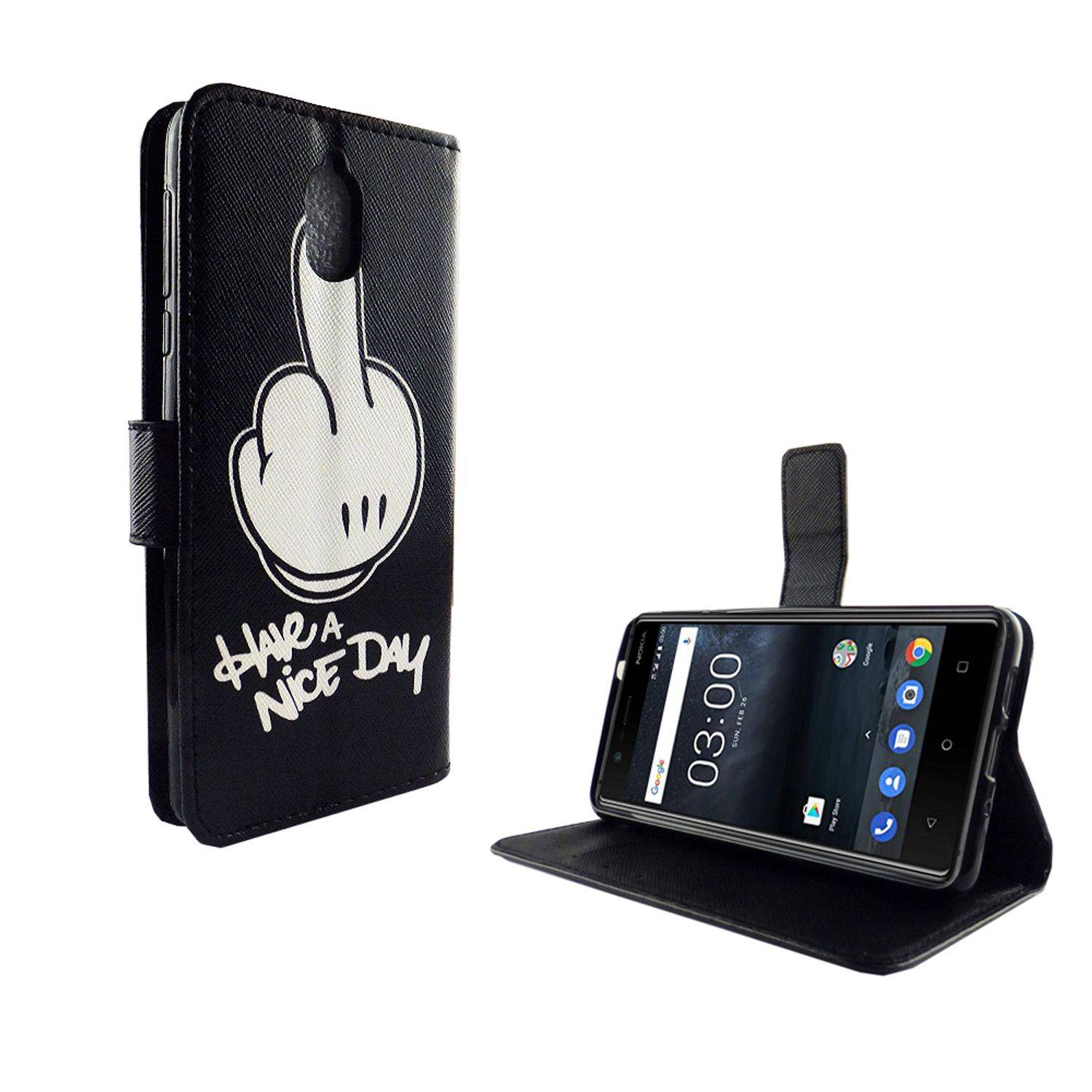 Nokia 3.1 Handyhülle Bookcover Schwarz
