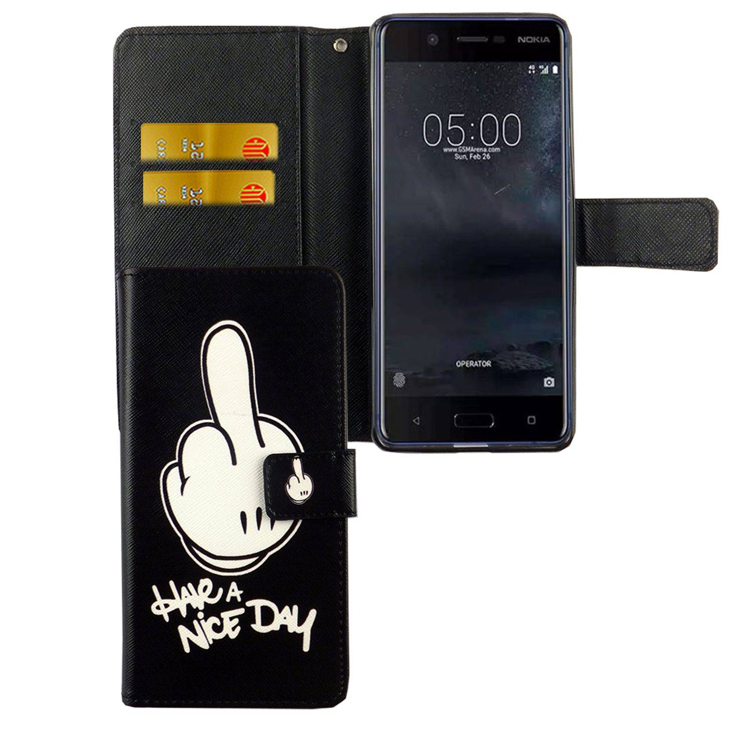 Nokia 5.1 Handyhülle Bookcover Schwarz