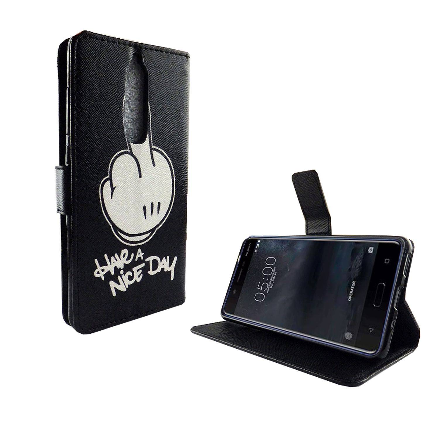 Nokia 5.1 Handyhülle Bookcover Schwarz
