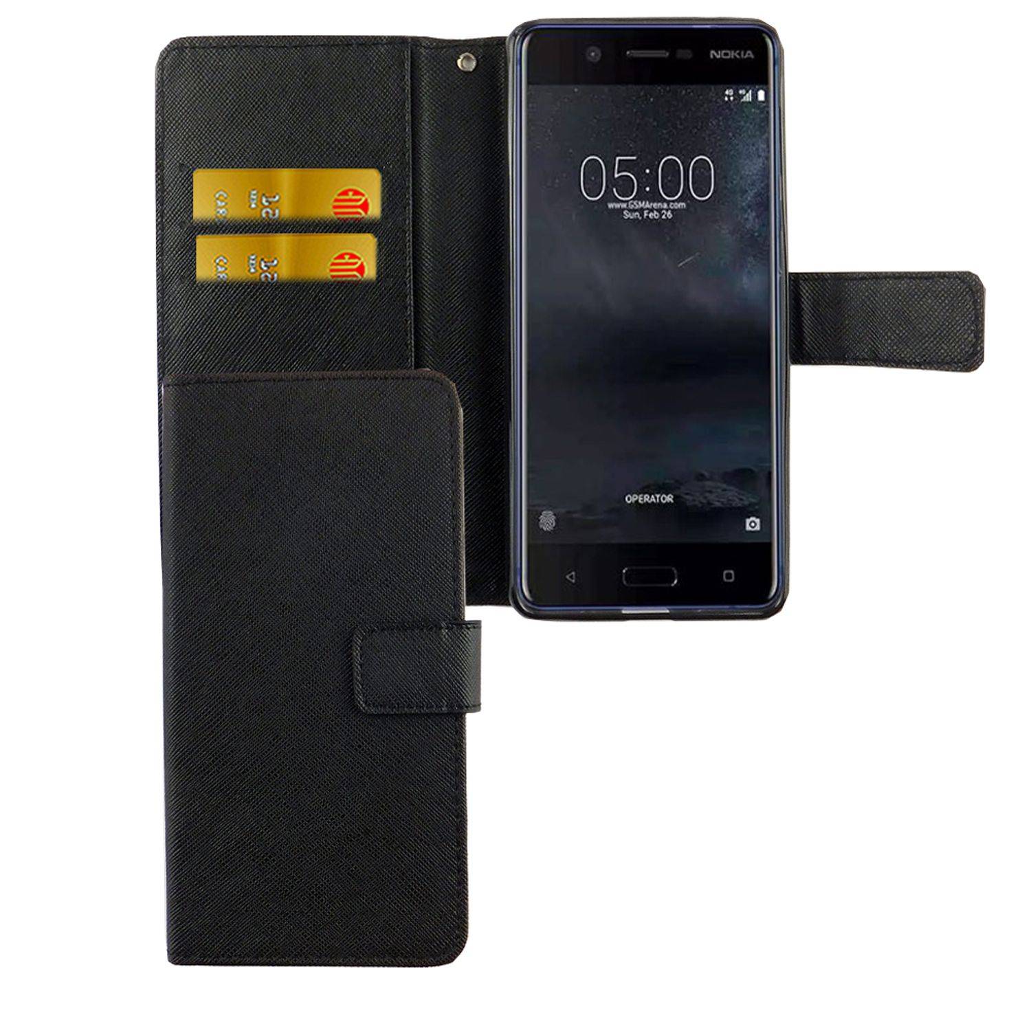 Nokia 5.1 Handyhülle Bookcover Schwarz