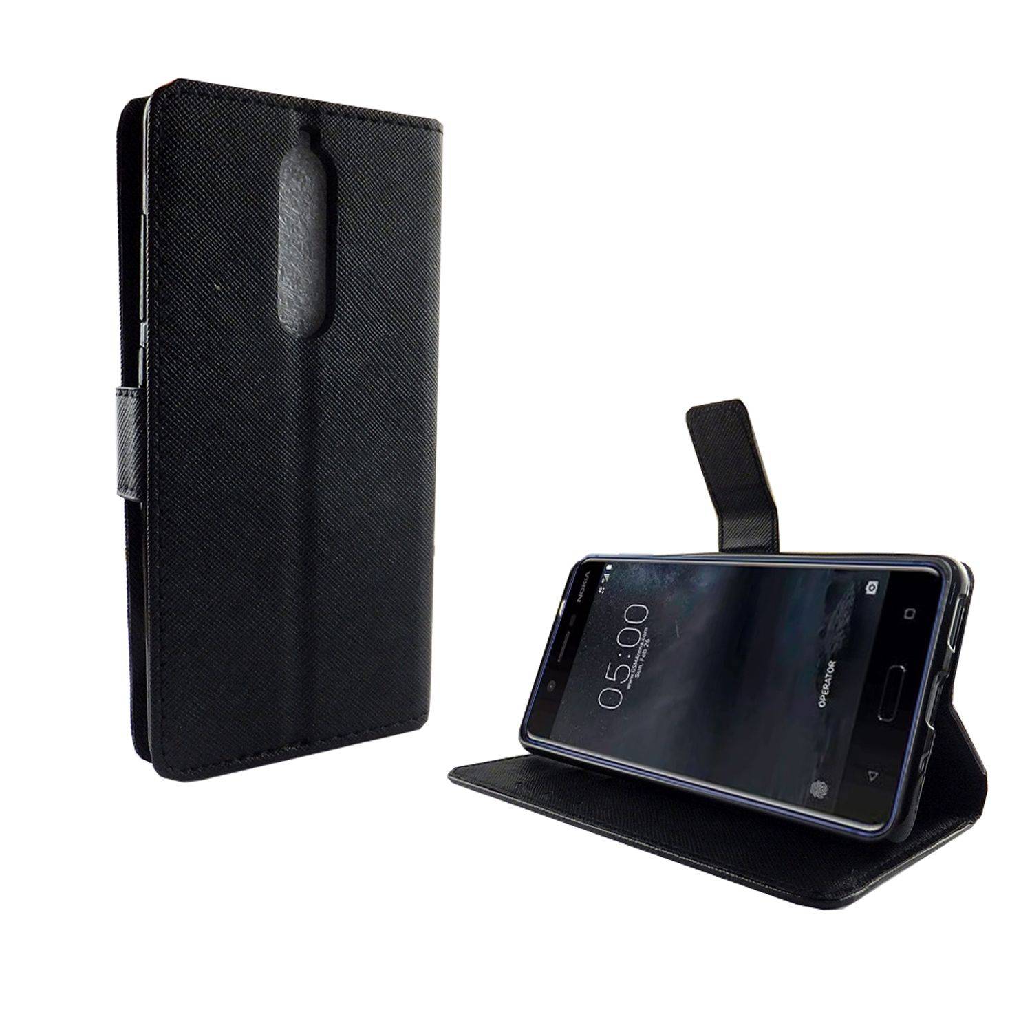 Nokia 5.1 Handyhülle Bookcover Schwarz
