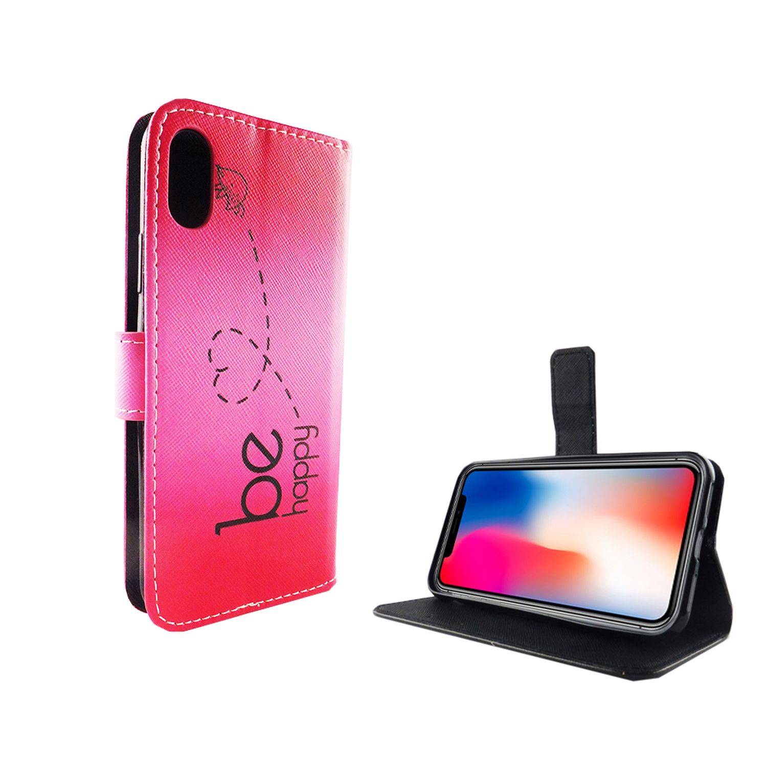 Apple iPhone X / iPhone XS Handyhülle Bookcover Rosa