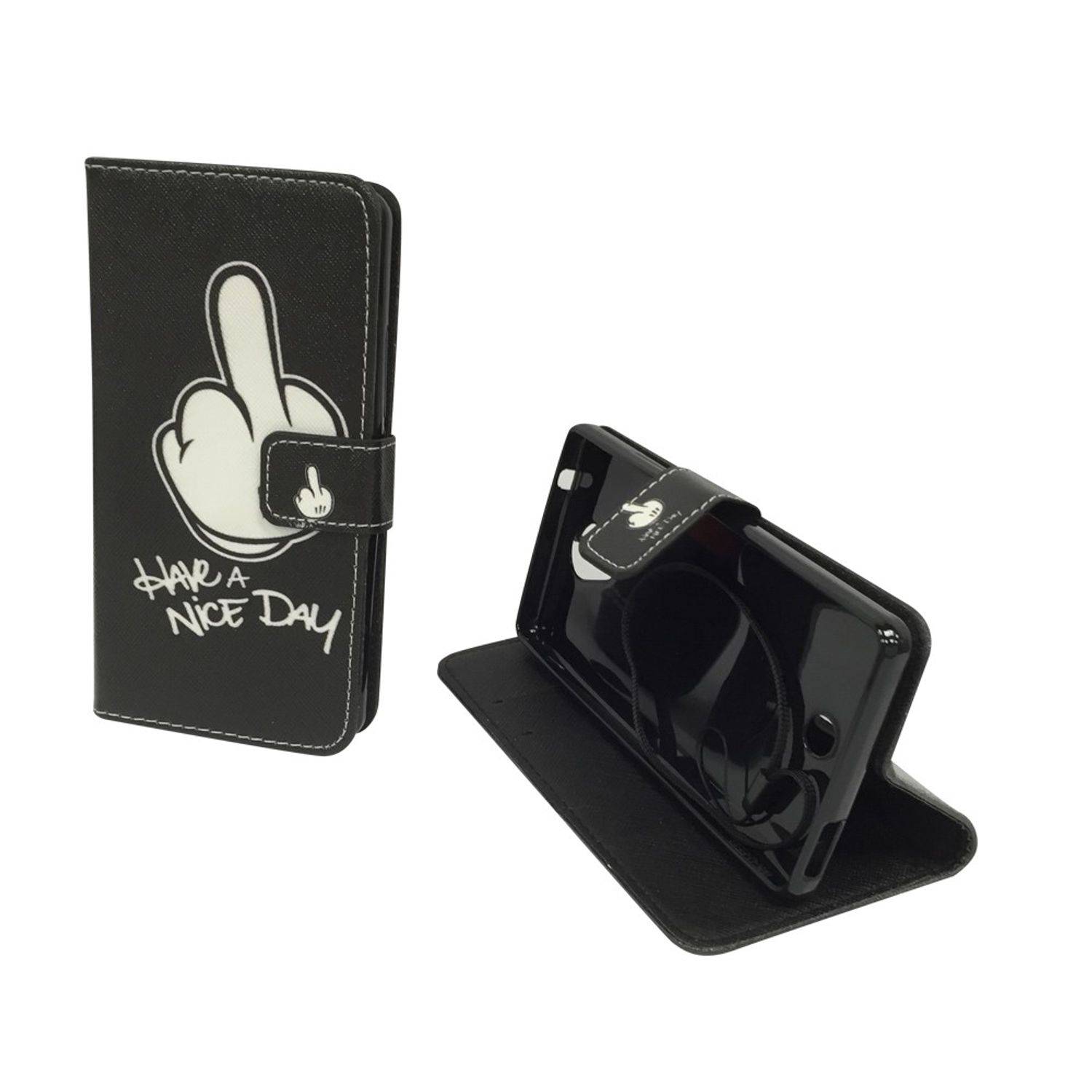 Wiko U Feel Handyhülle Bookcover Schwarz