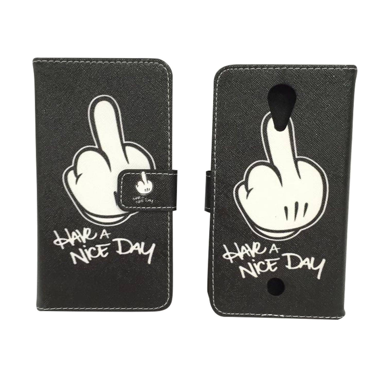 Wiko Tommy Handyhülle Bookcover Schwarz