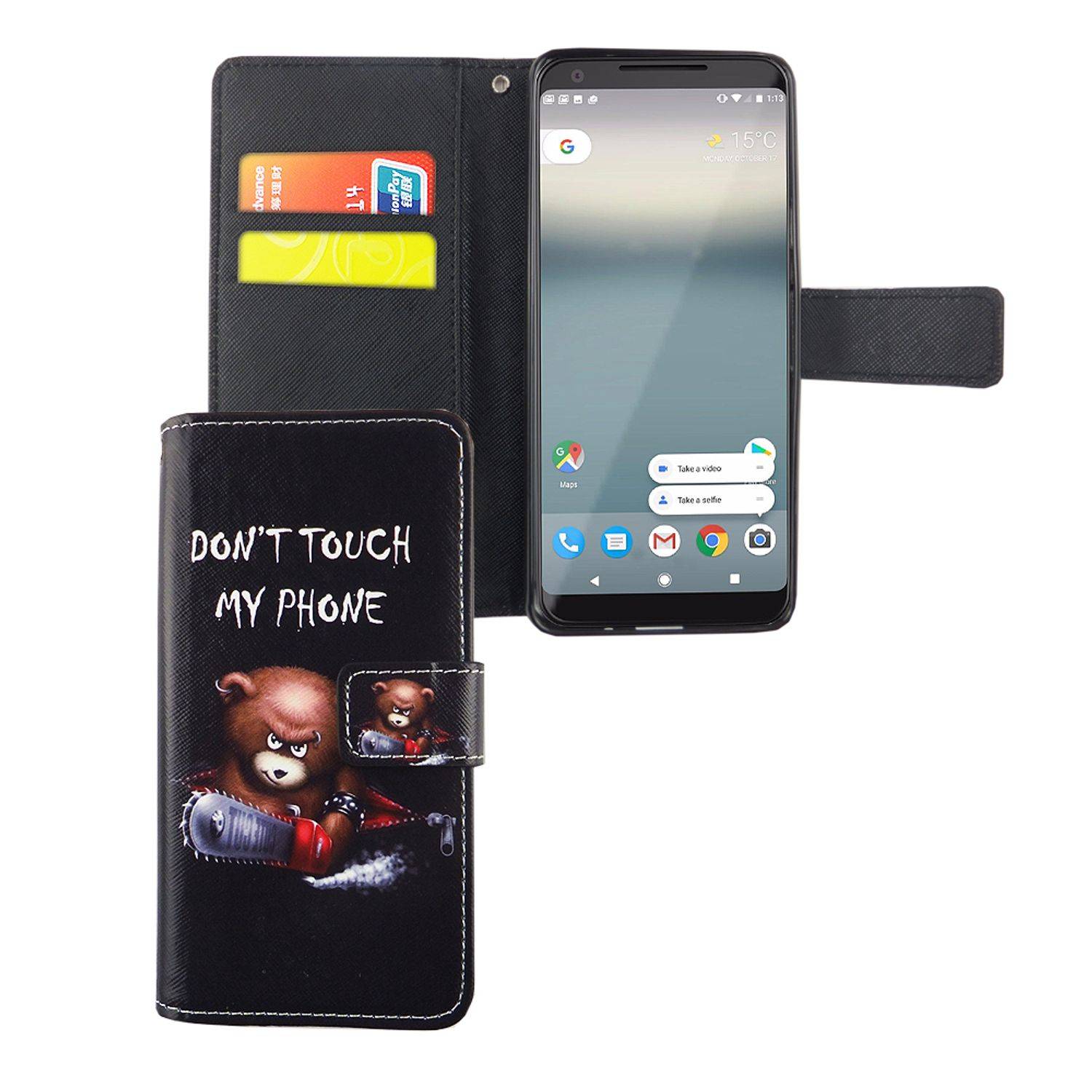 Google Pixel 2 Handyhülle Bookcover Schwarz