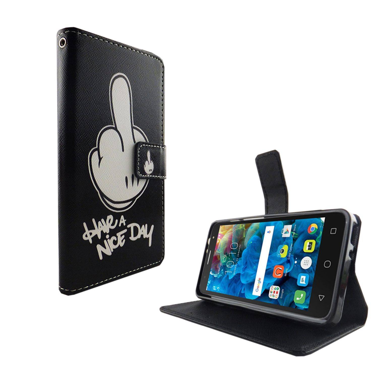 Alcatel Pop 4 Handyhülle Bookcover Schwarz