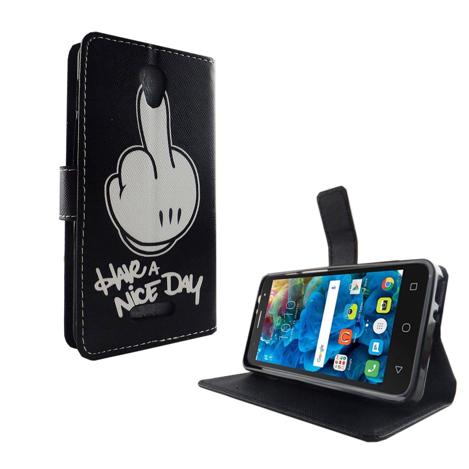 Alcatel Pop 4 Handyhülle Bookcover Schwarz
