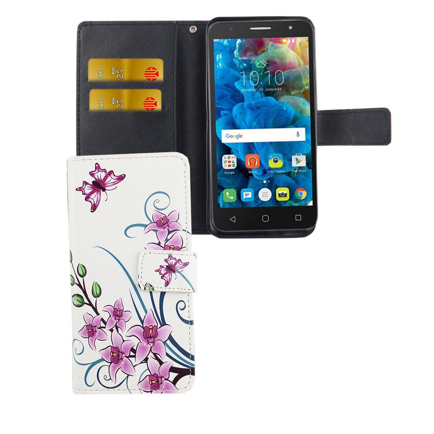 Alcatel Pop 4 Handyhülle Bookcover Weiß