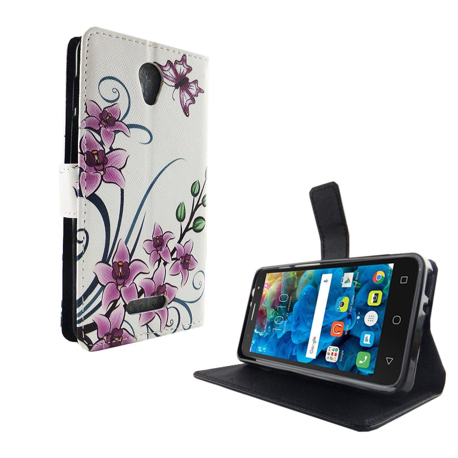 Alcatel Pop 4 Handyhülle Bookcover Weiß