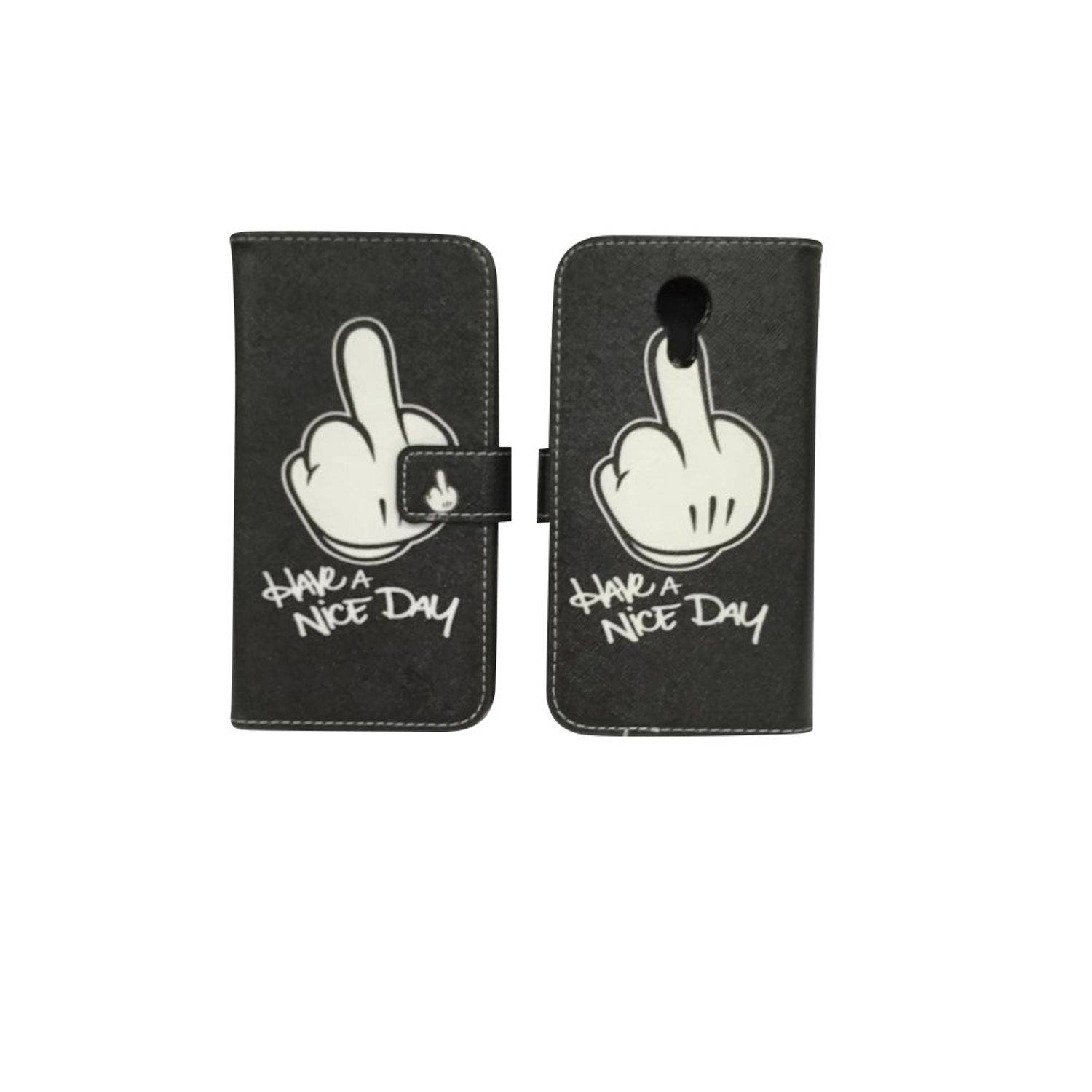 Wiko Robby Handyhülle Bookcover Schwarz