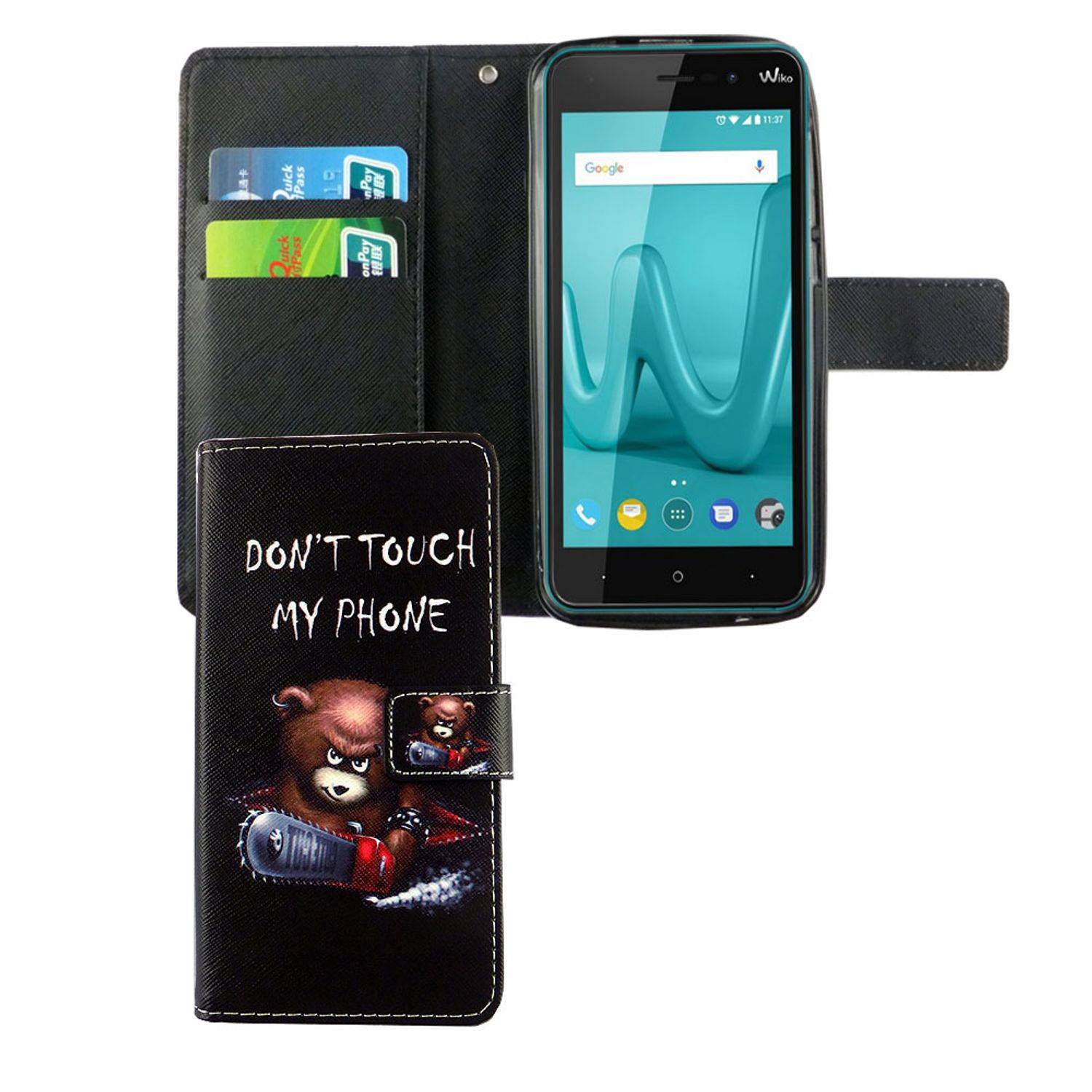 Wiko Lenny 4 Handyhülle Bookcover Schwarz