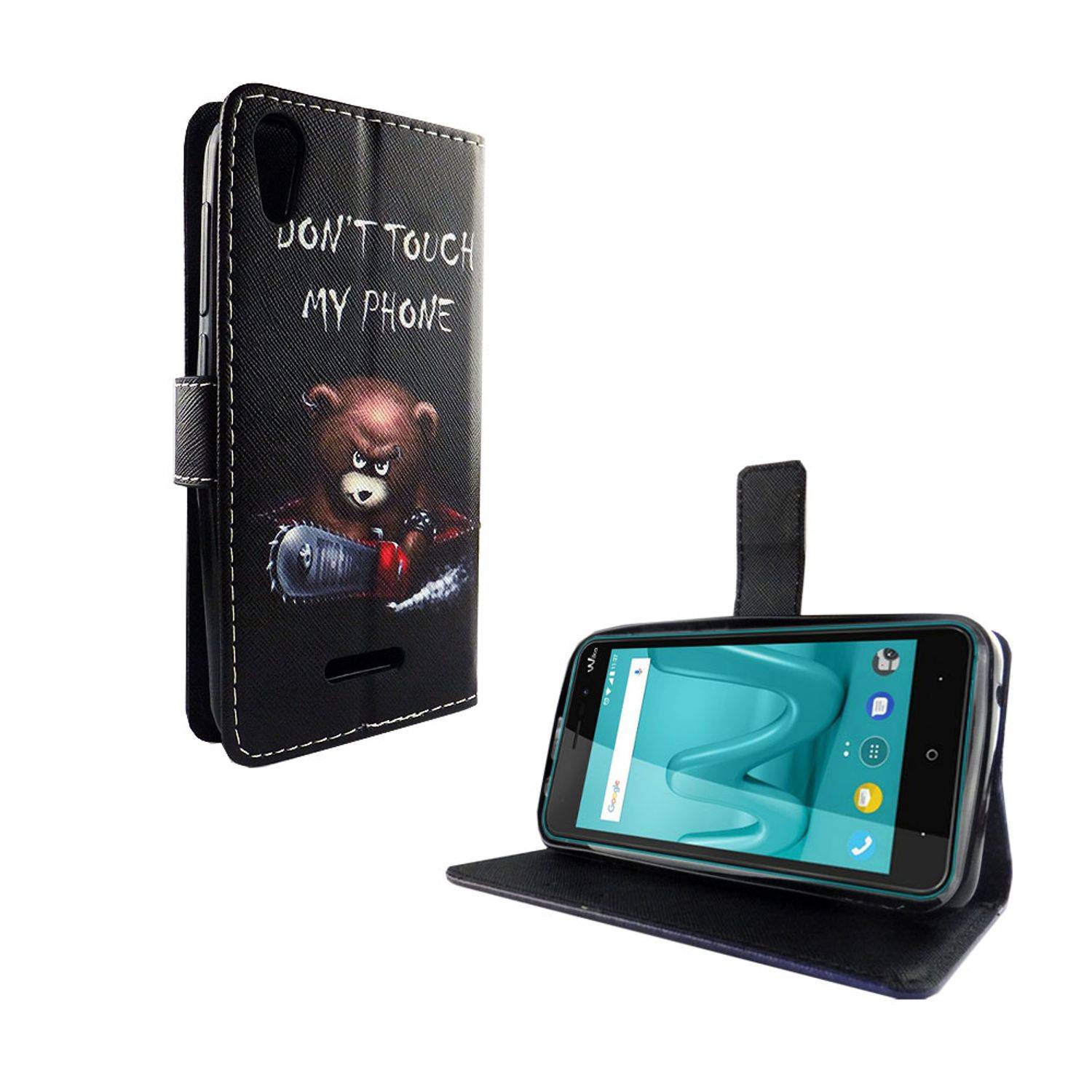 Wiko Lenny 4 Handyhülle Bookcover Schwarz